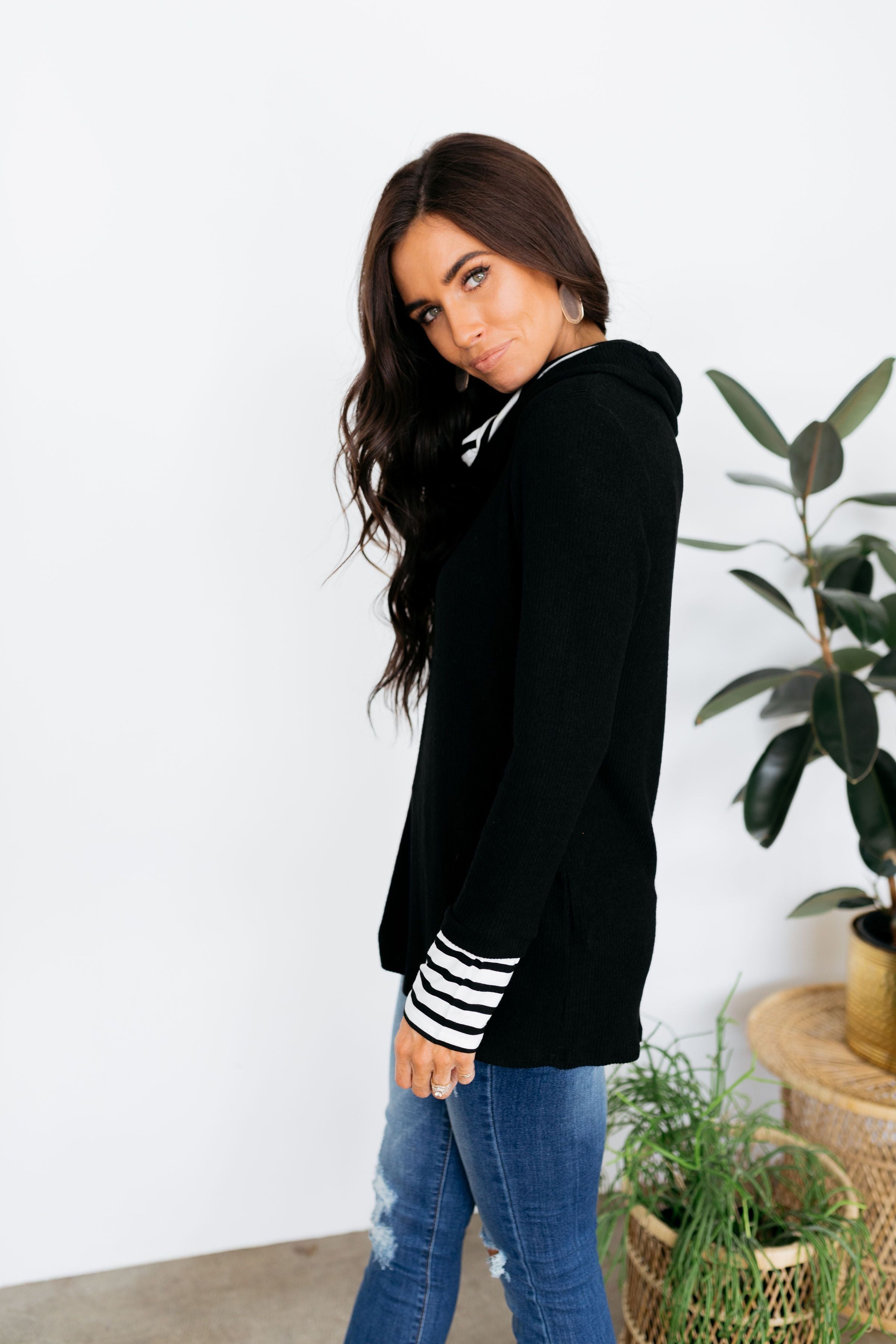 Shy Stripes Cowl Neck Top