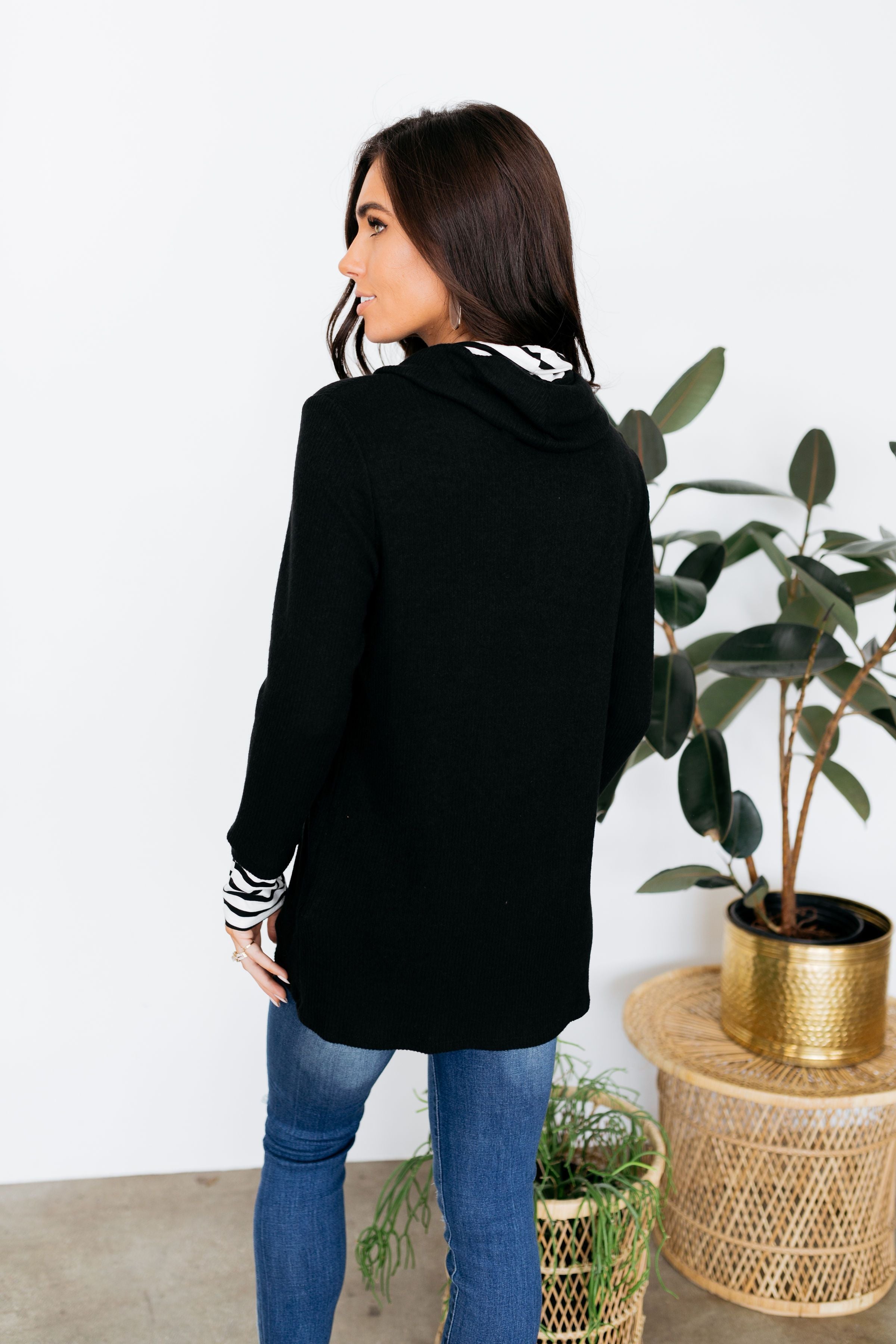 Shy Stripes Cowl Neck Top