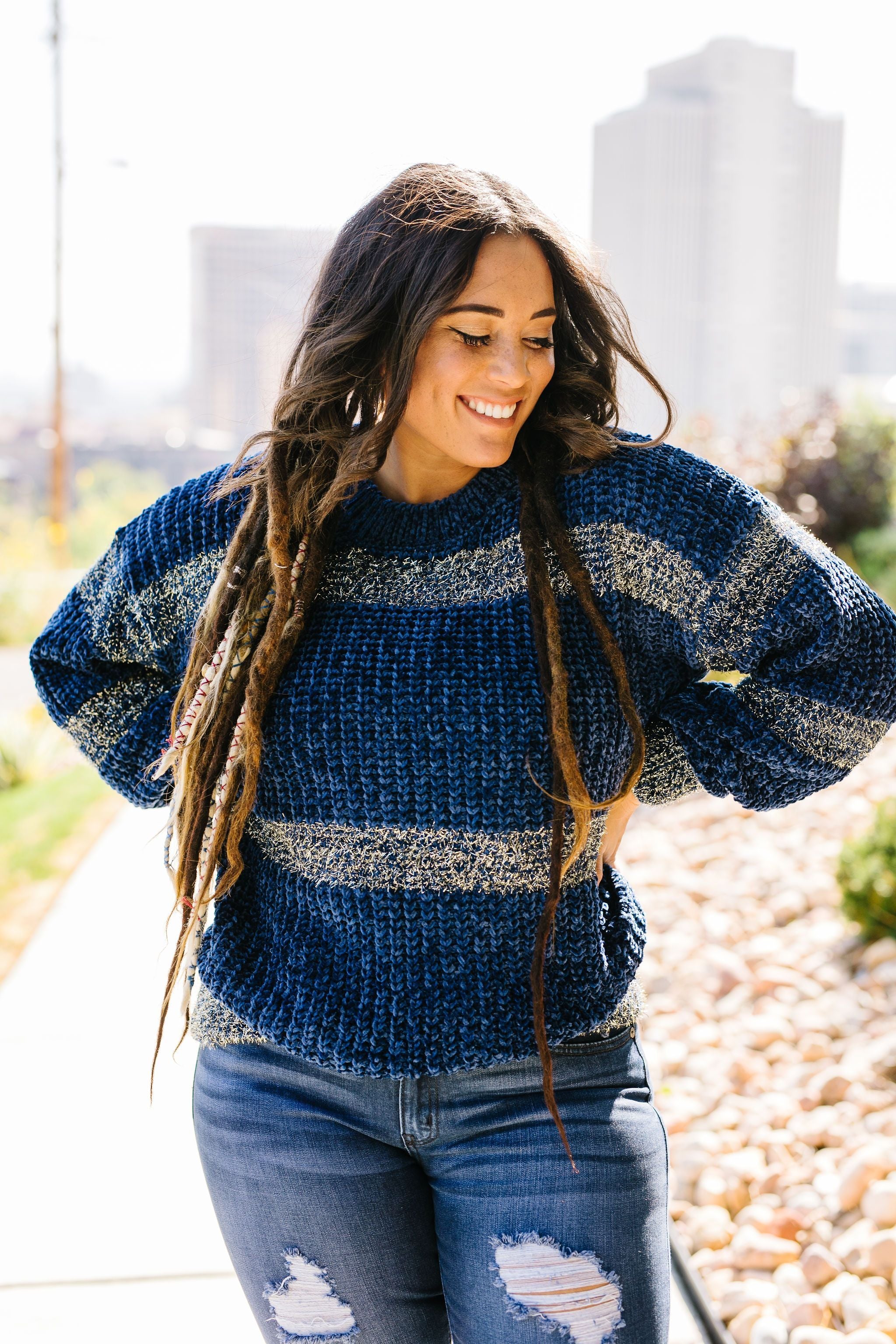 Silver Streak Striped Sweater