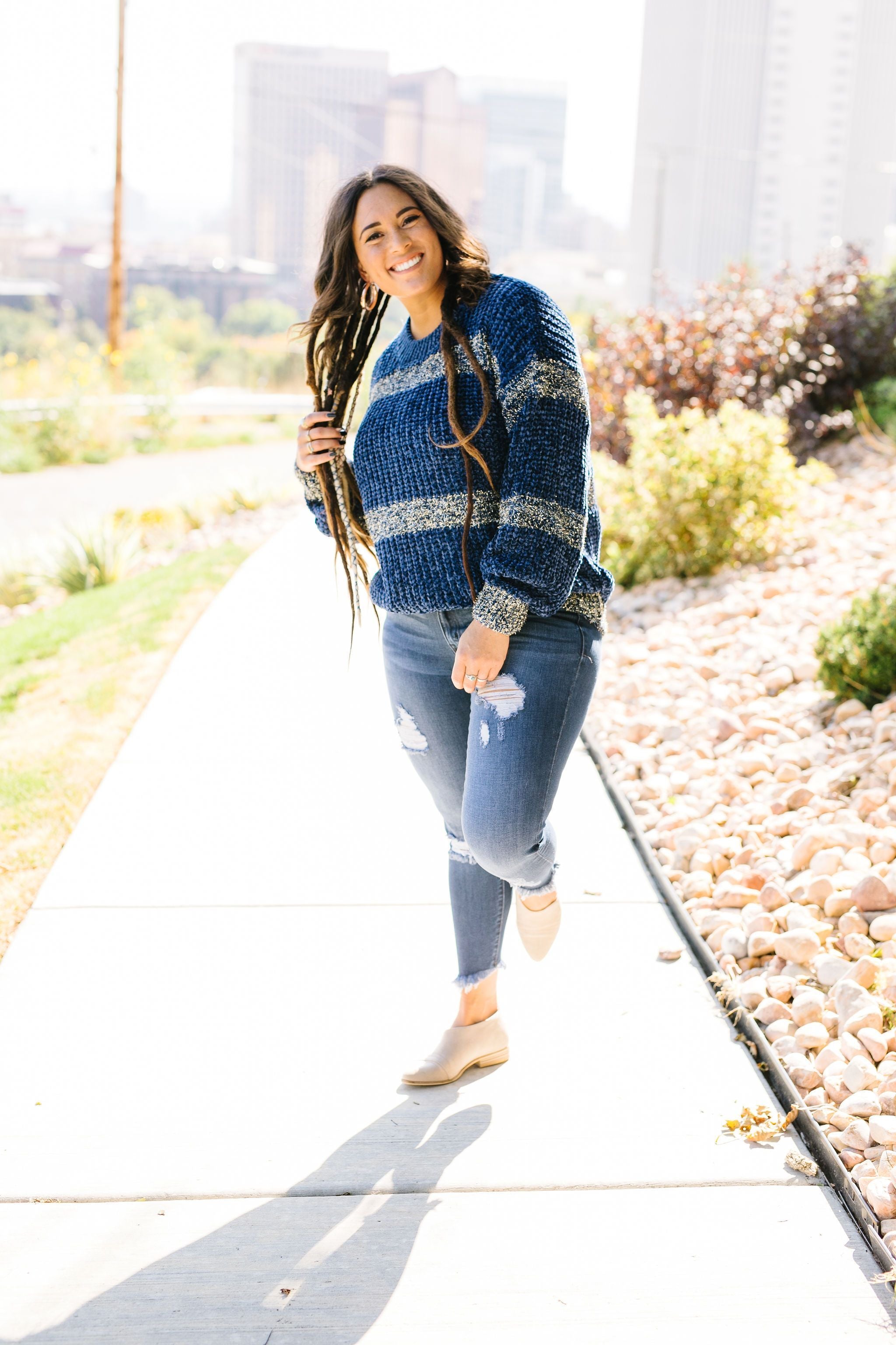 Silver Streak Striped Sweater