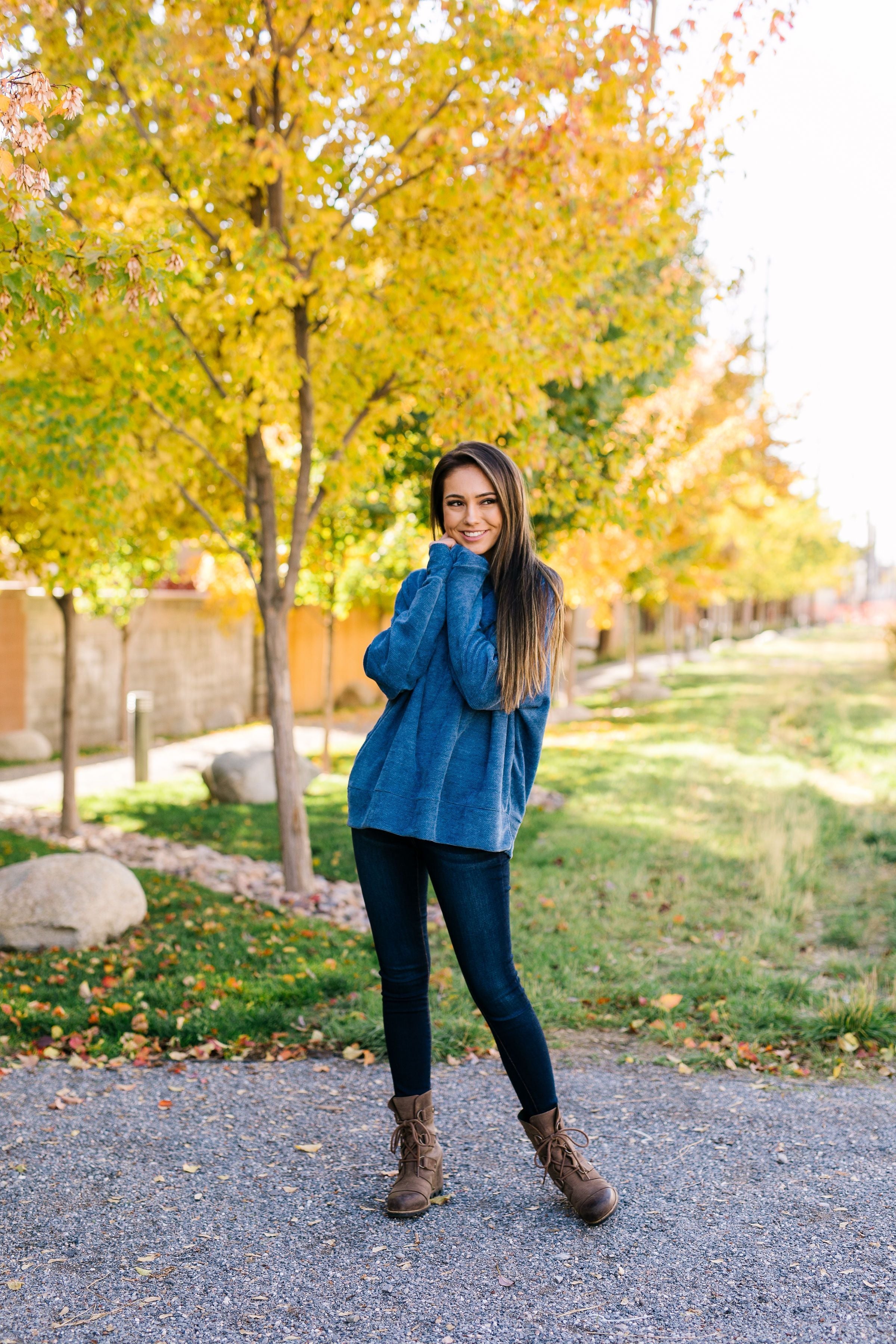 Soft Like Butter Chenille Top In Blue - ALL SALES FINAL