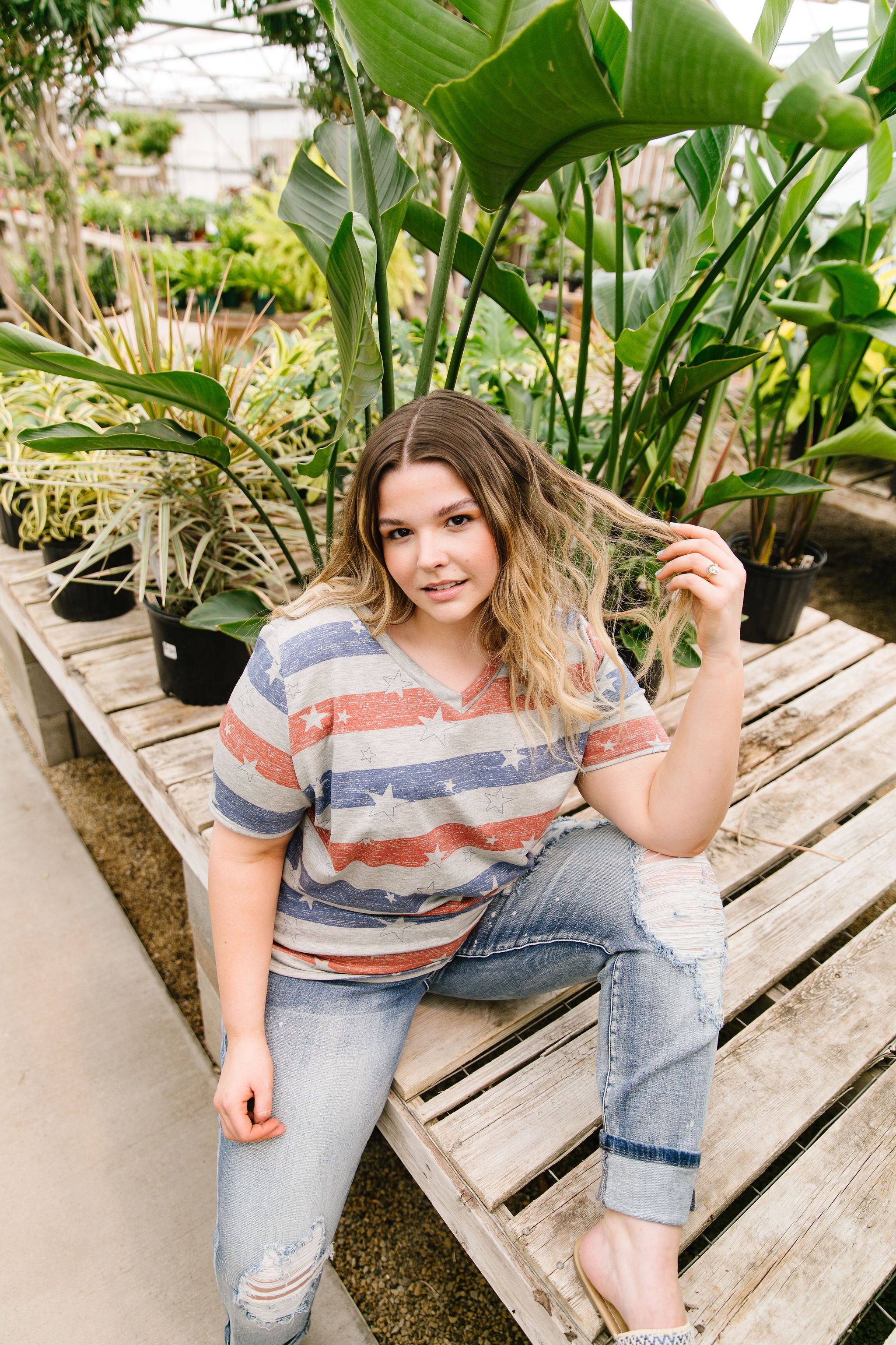 Stars On Stripes V-Neck