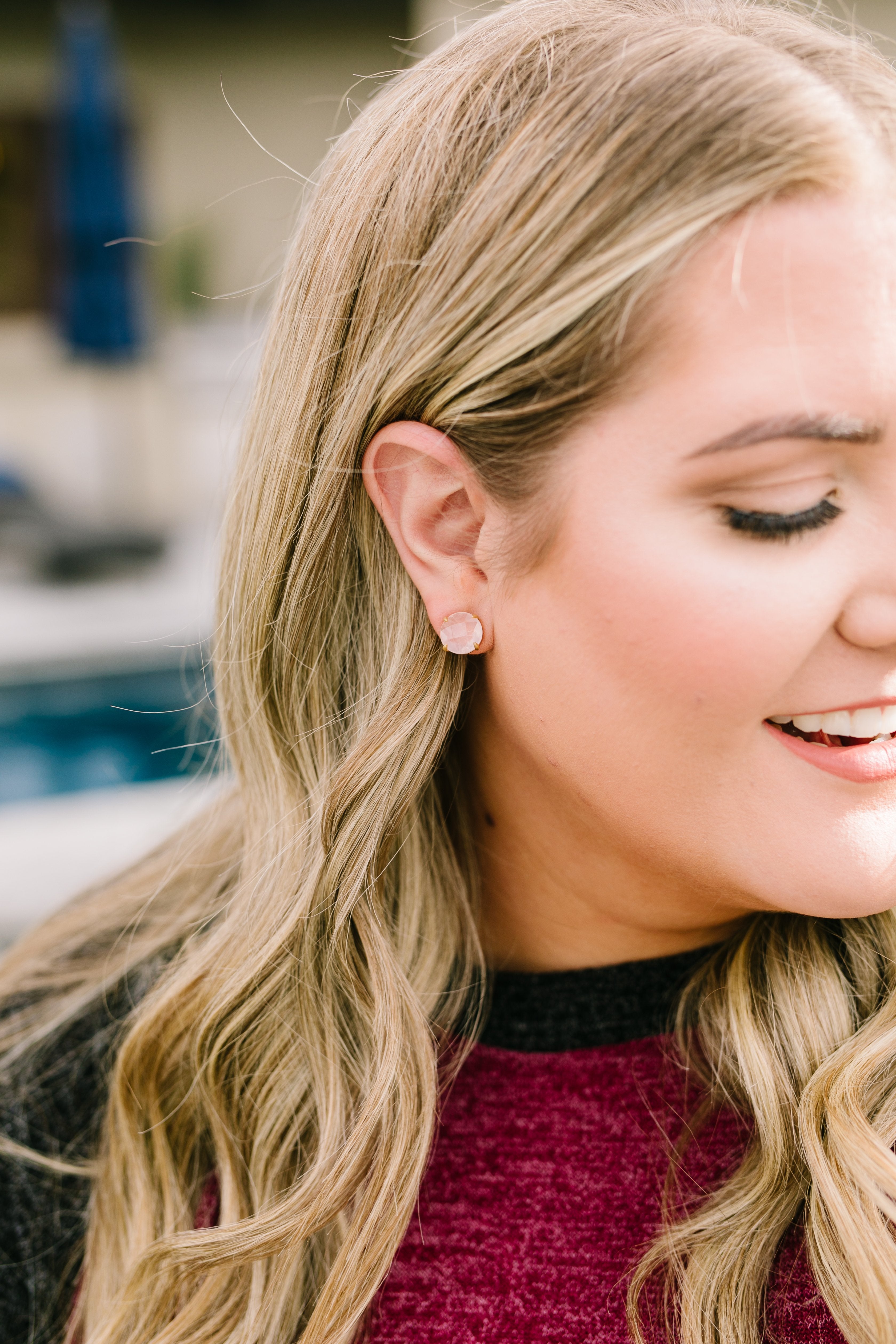 Stone Cold Earrings In Rose Quartz