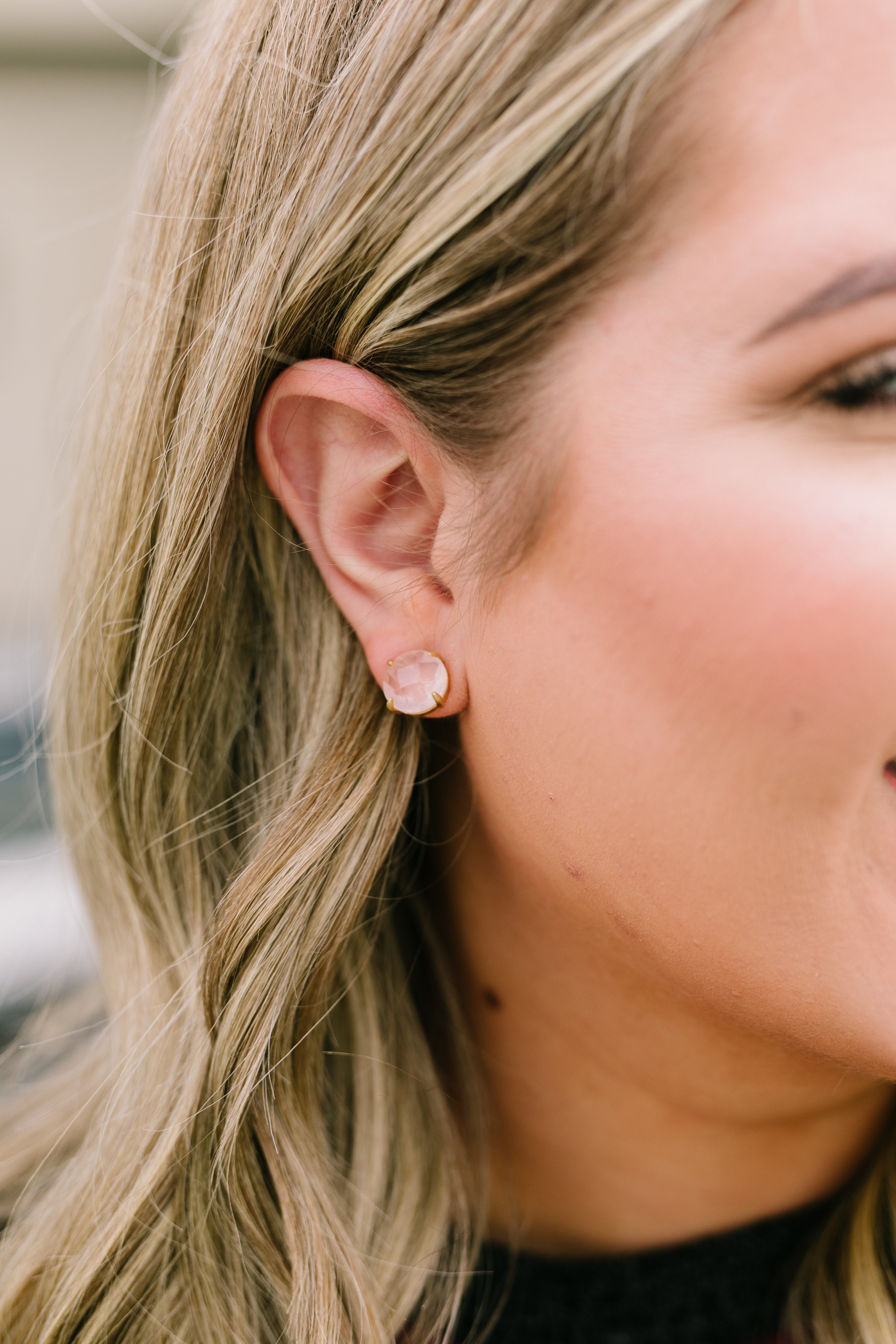 Stone Cold Earrings In Rose Quartz