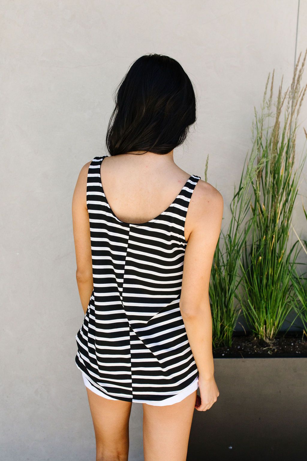Stripe On All Summer Long Tank In Black