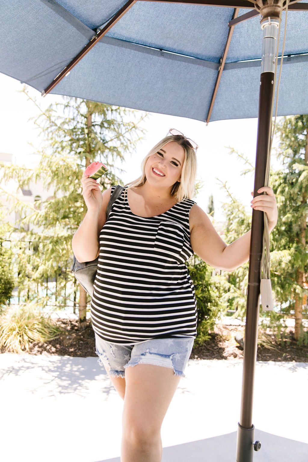 Stripe On All Summer Long Tank In Black