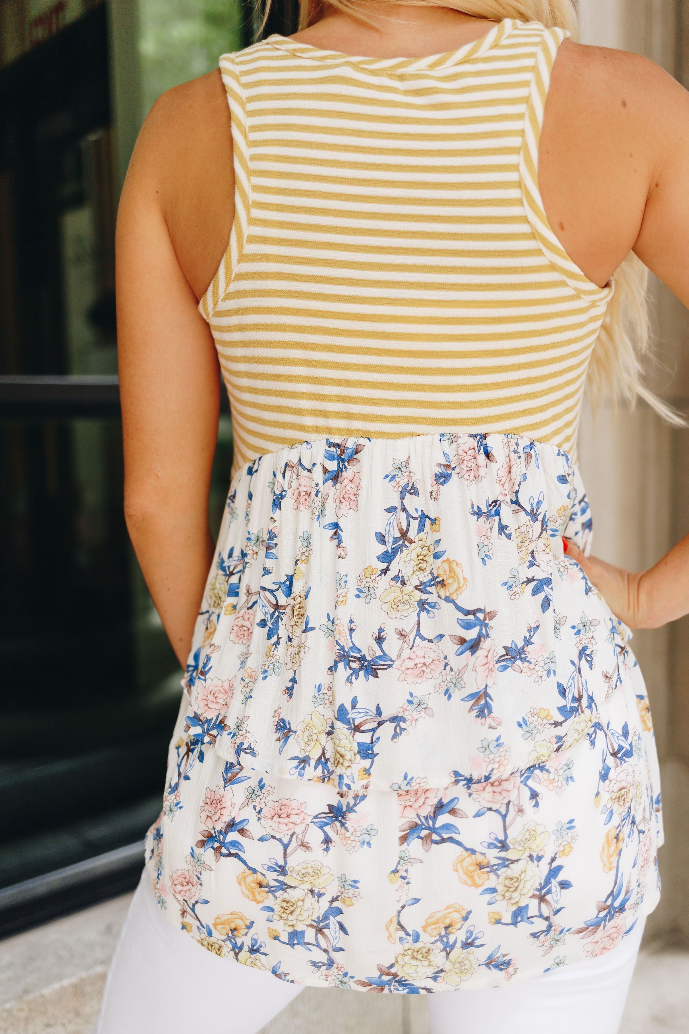 Striped And Flowered Tank