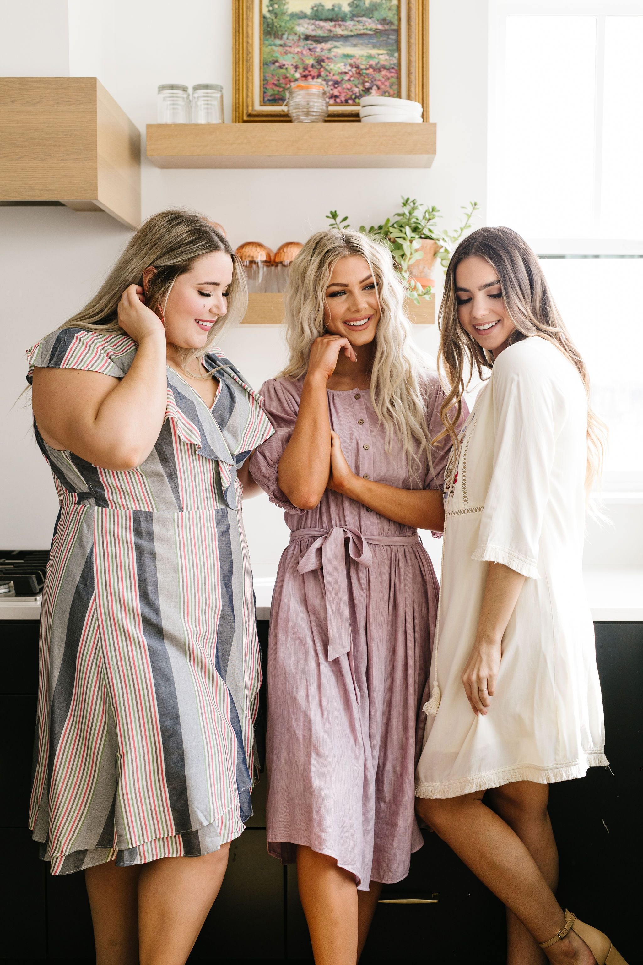 Striped Delight Ruffled Wrap Dress