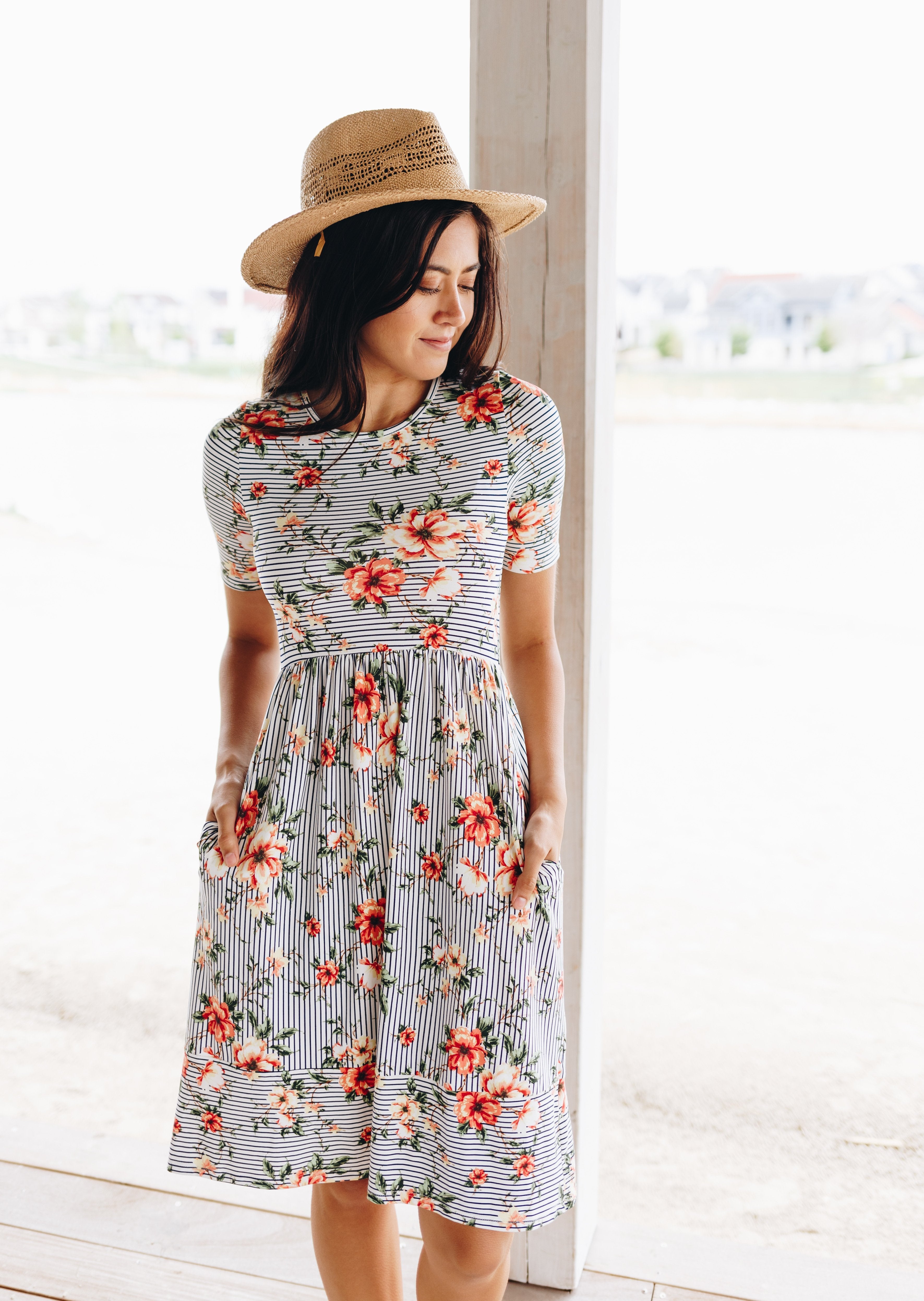 Striped Flower Garden Dress