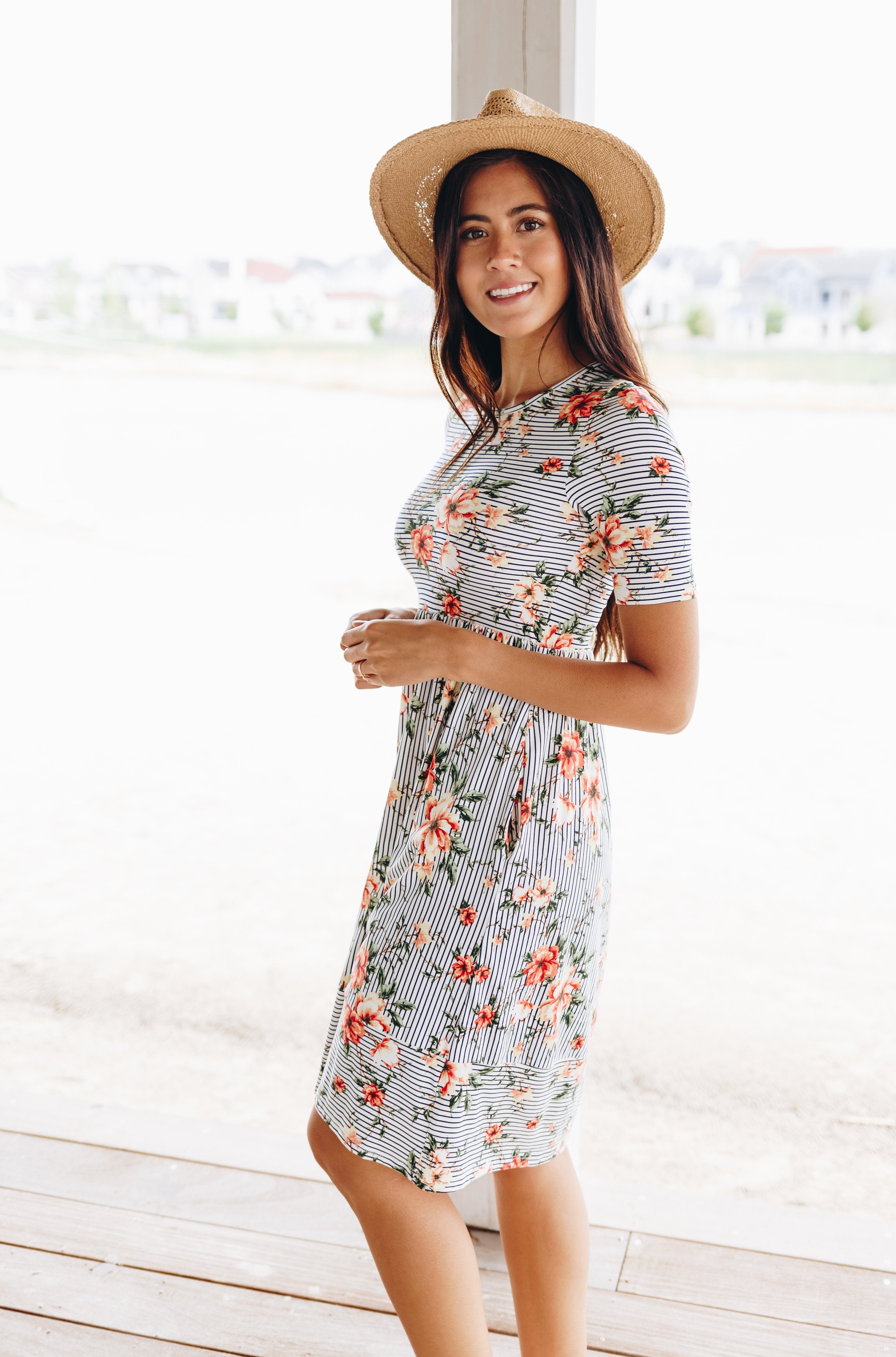Striped Flower Garden Dress