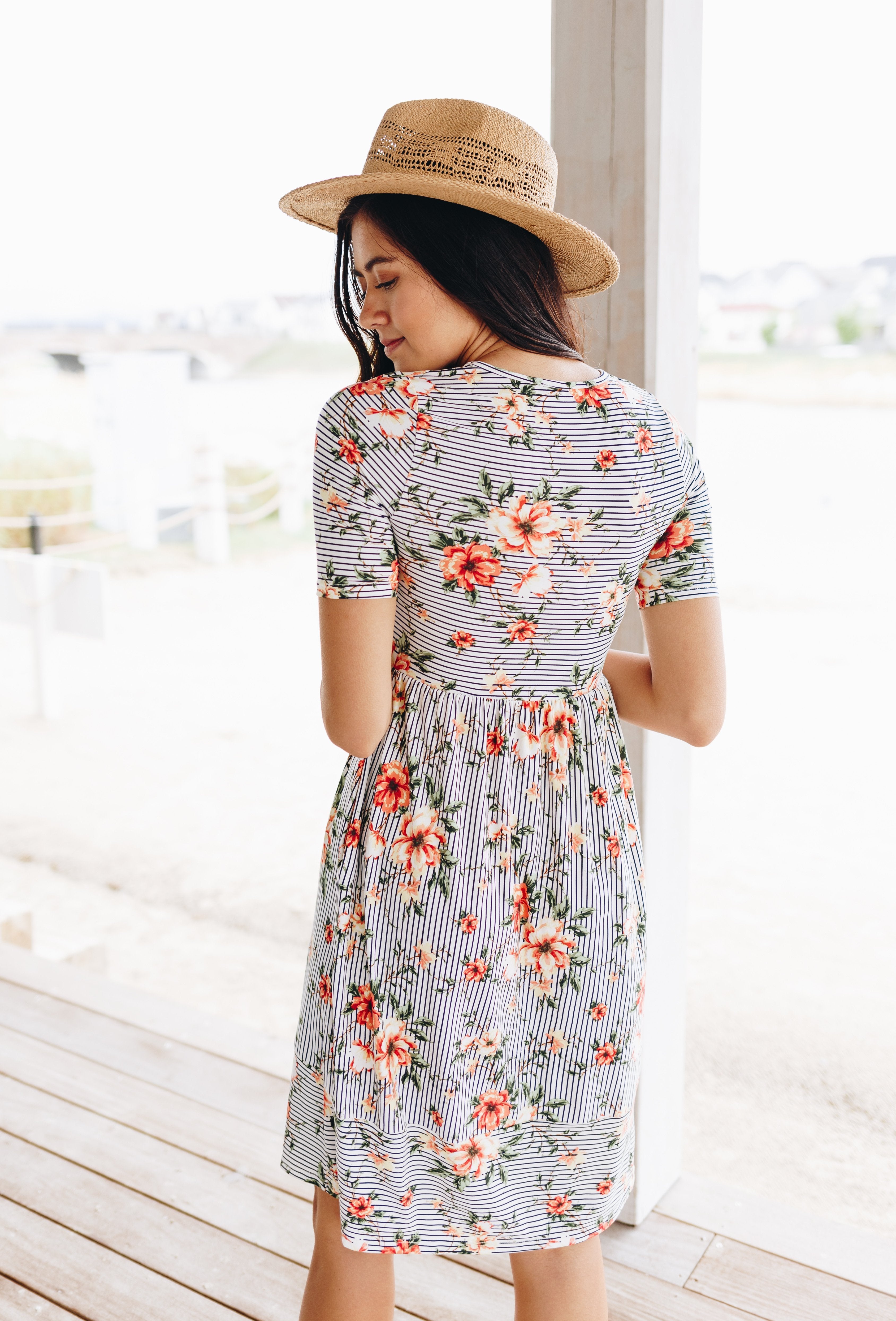 Striped Flower Garden Dress
