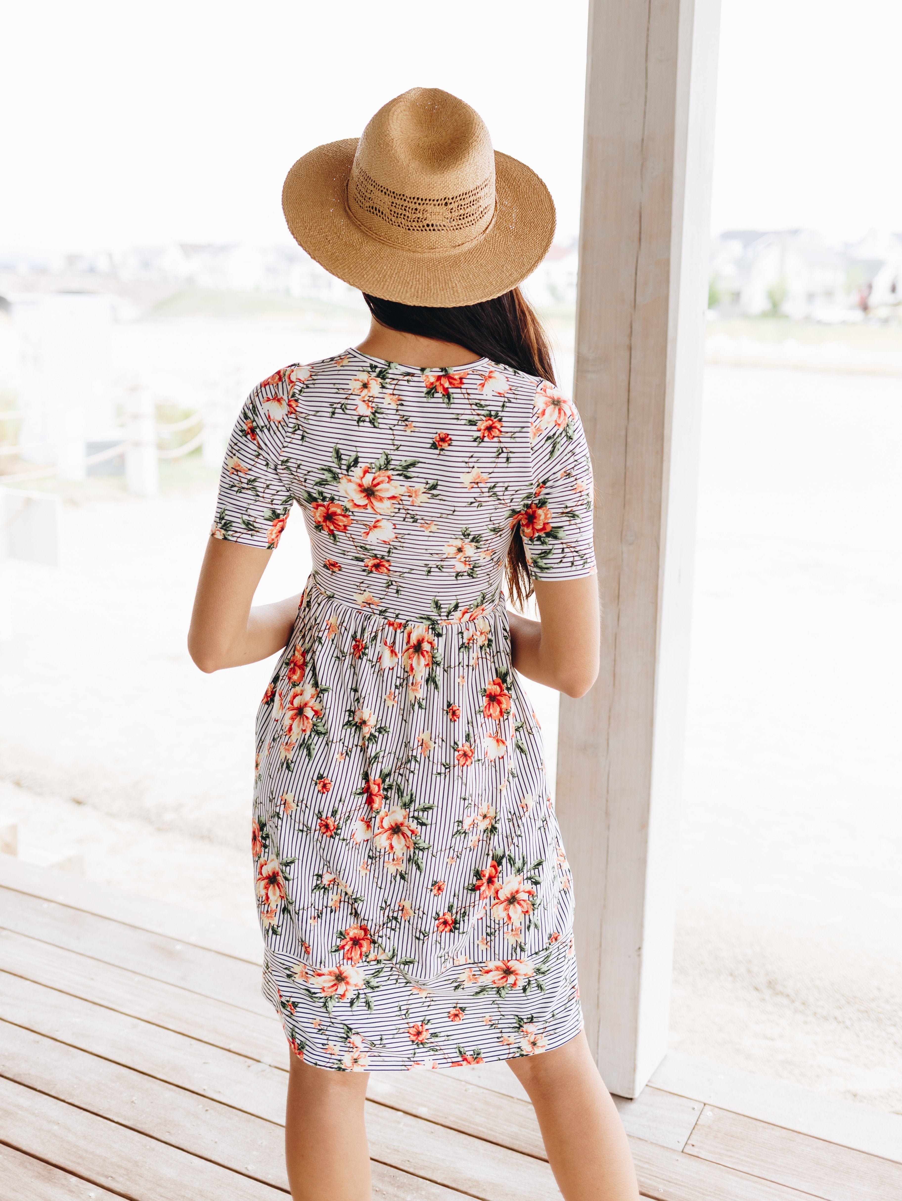 Striped Flower Garden Dress