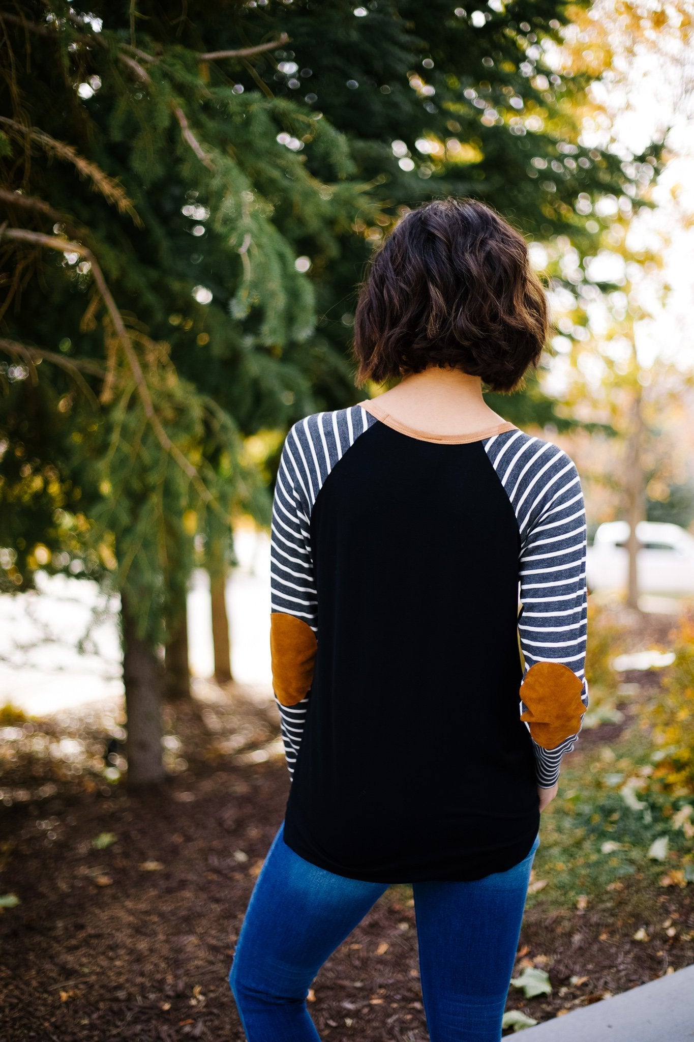Suede Accent Raglan Top
