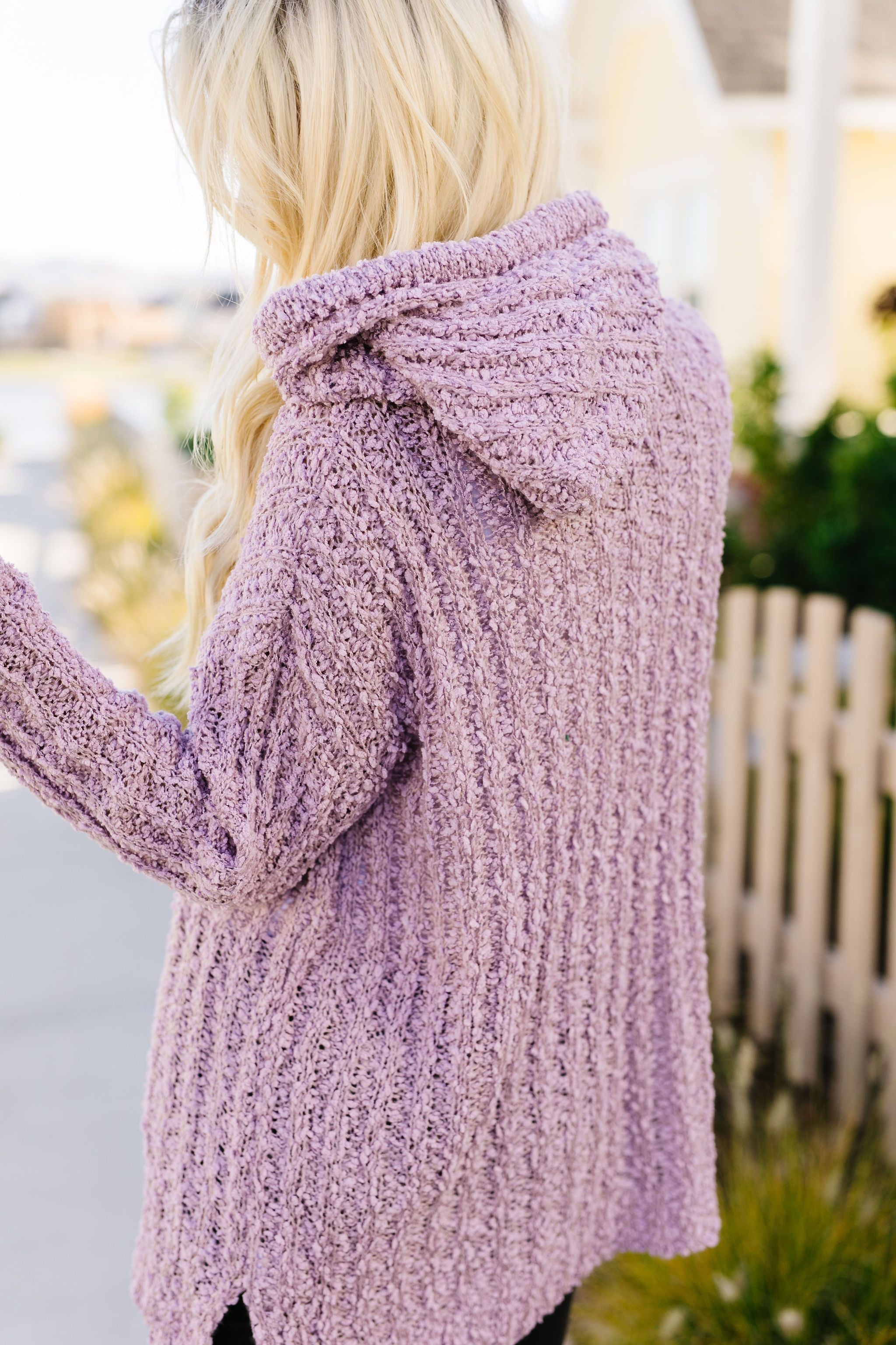 Sugar Plum Popcorn Knit Hooded Sweater