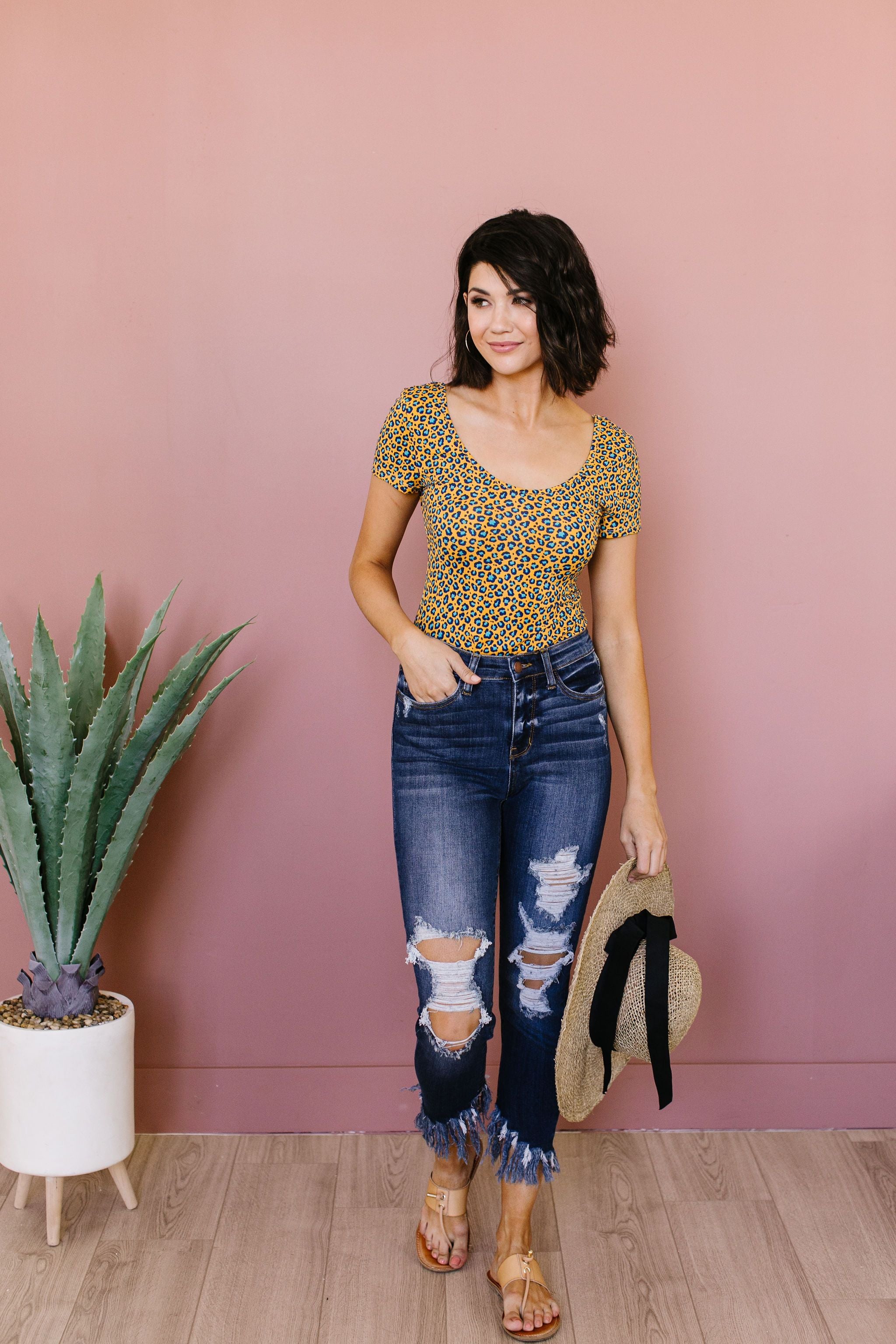 Sultry Spotted Bodysuit In Honey