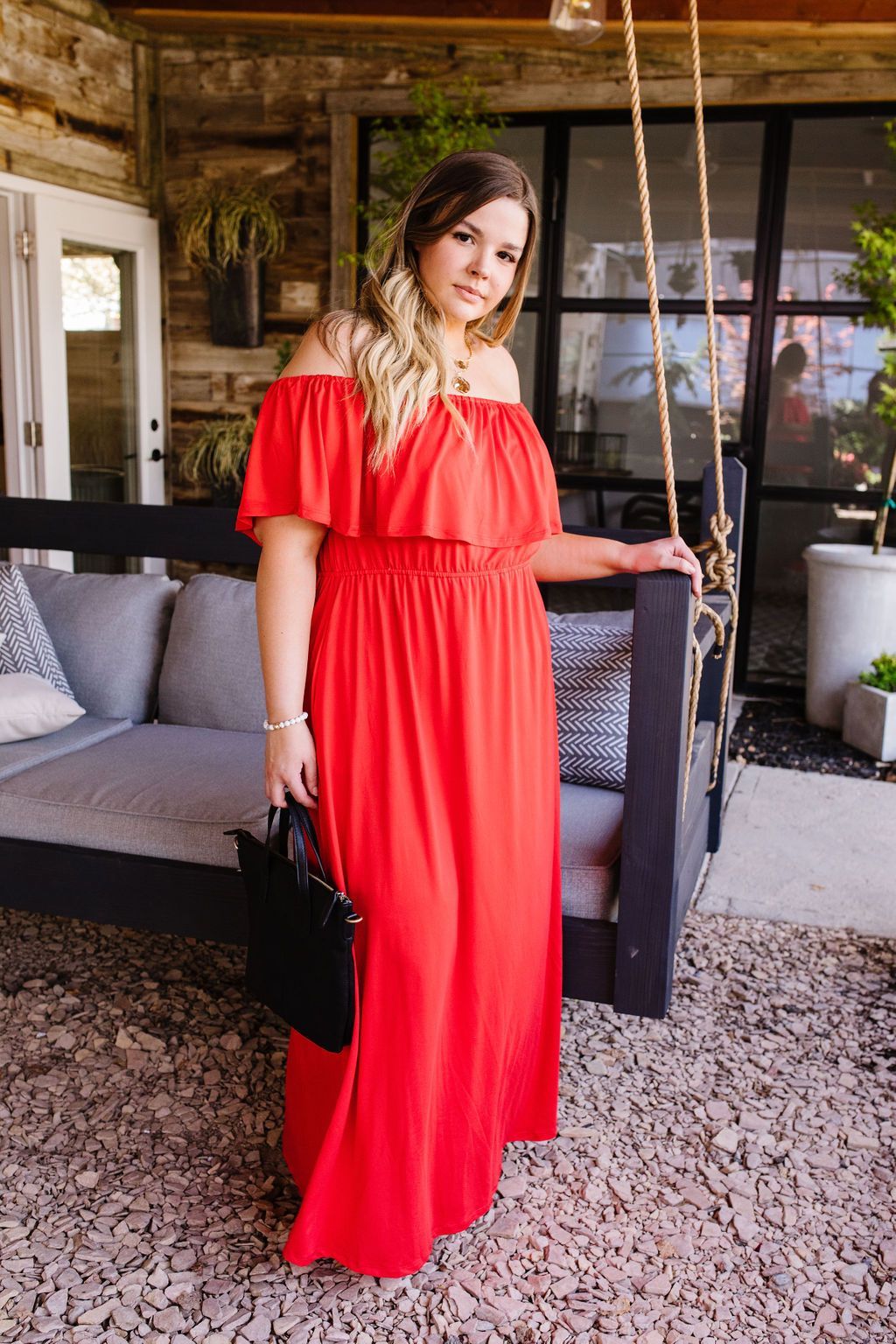 Summer Breeze Ruffled Maxi Dress In Red