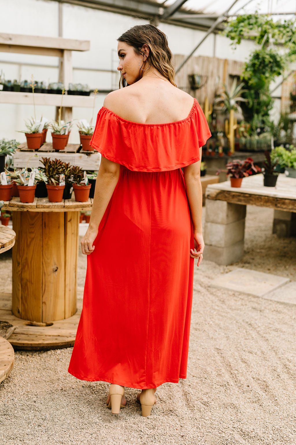 Summer Breeze Ruffled Maxi Dress In Red