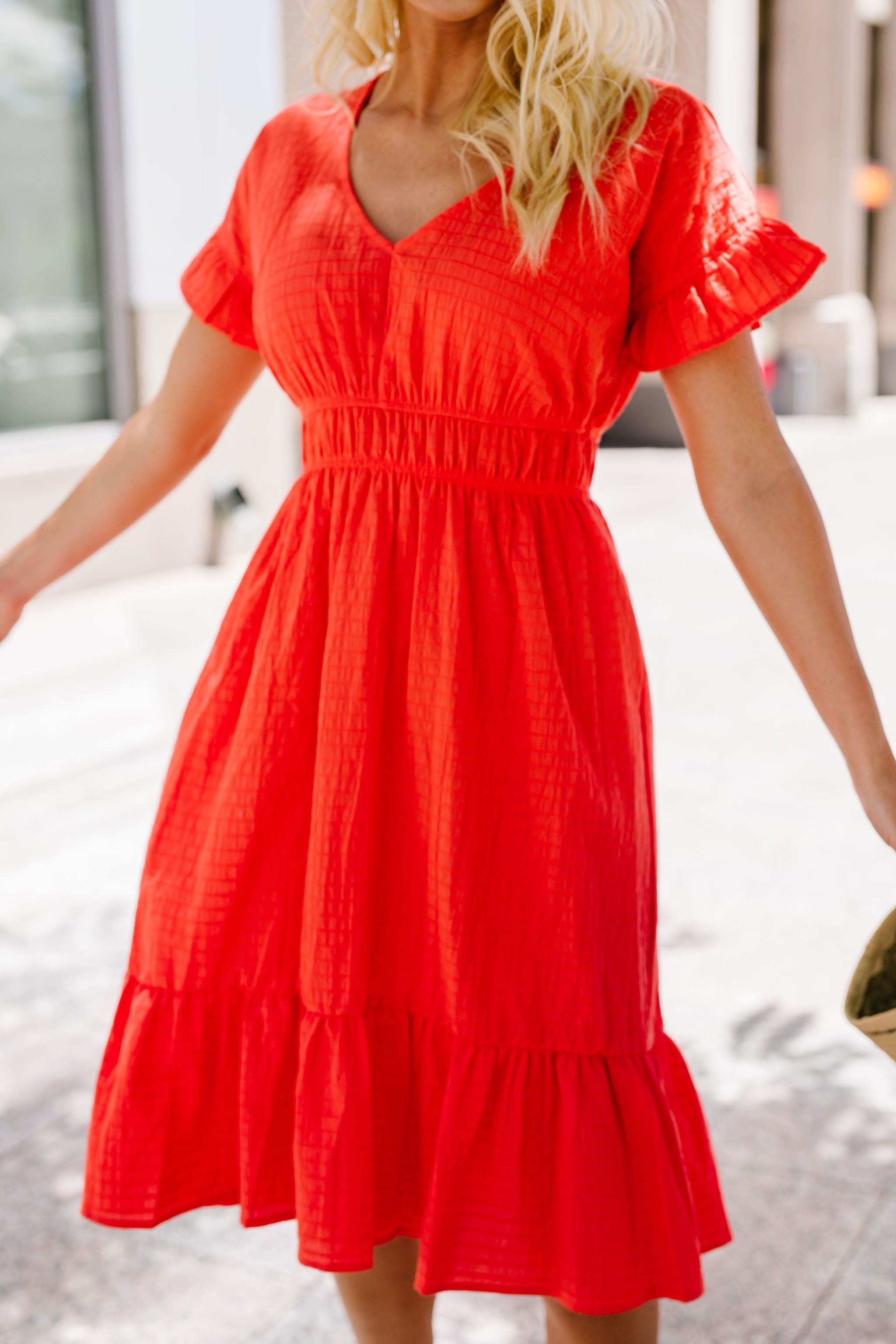 Summer Fling Coral Midi Dress