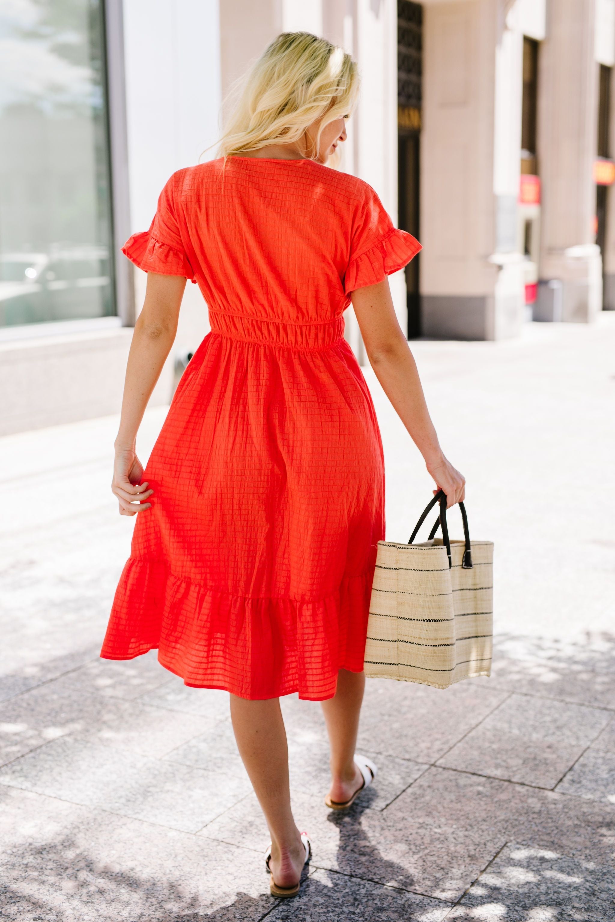 Summer Fling Coral Midi Dress