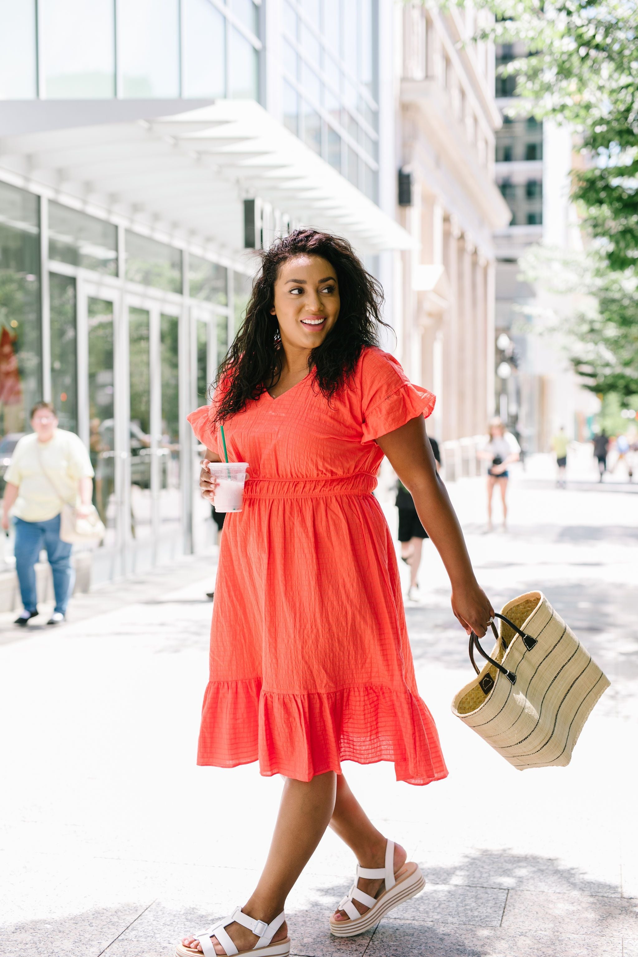 Summer Fling Coral Midi Dress