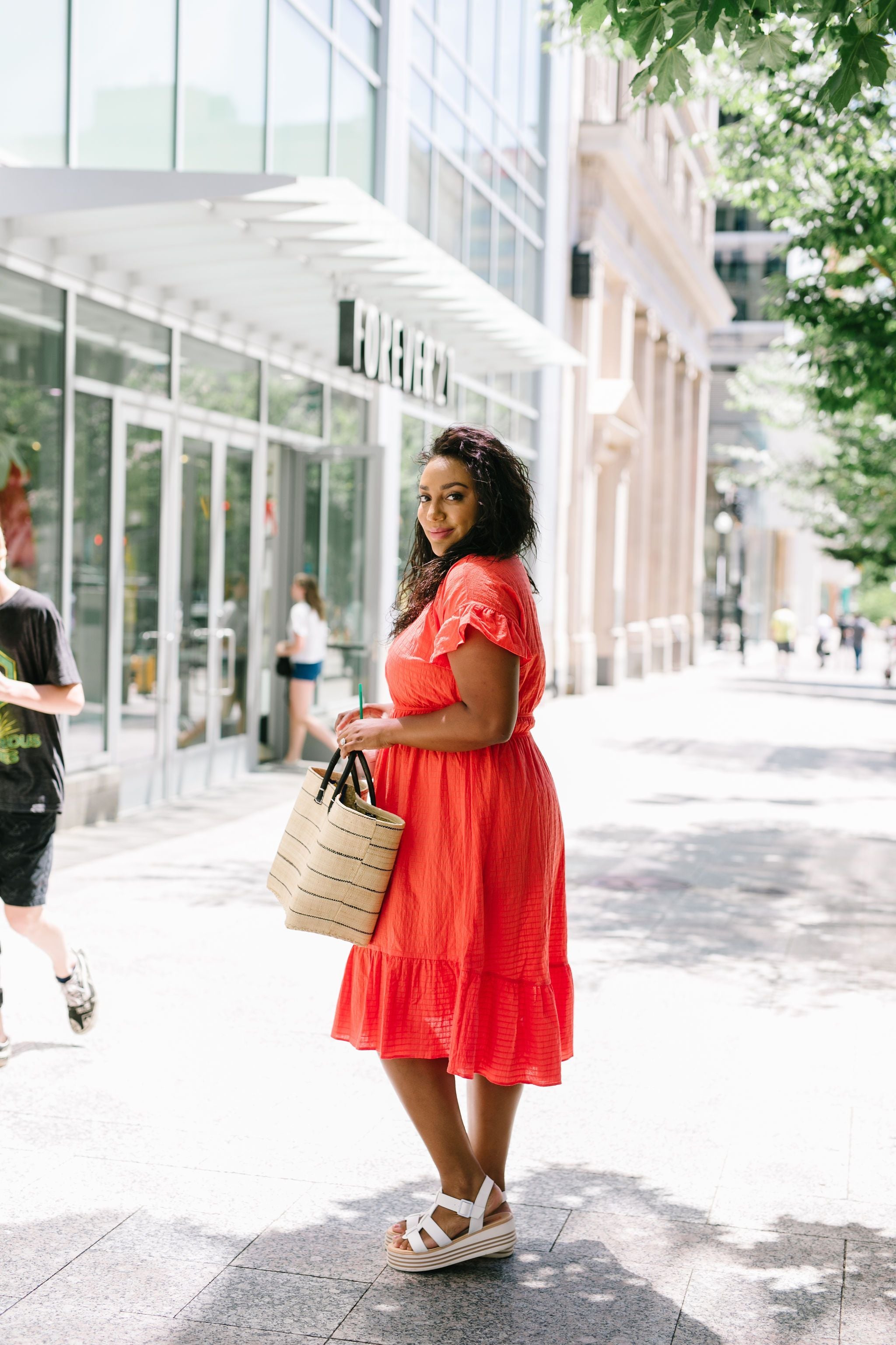 Summer Fling Coral Midi Dress