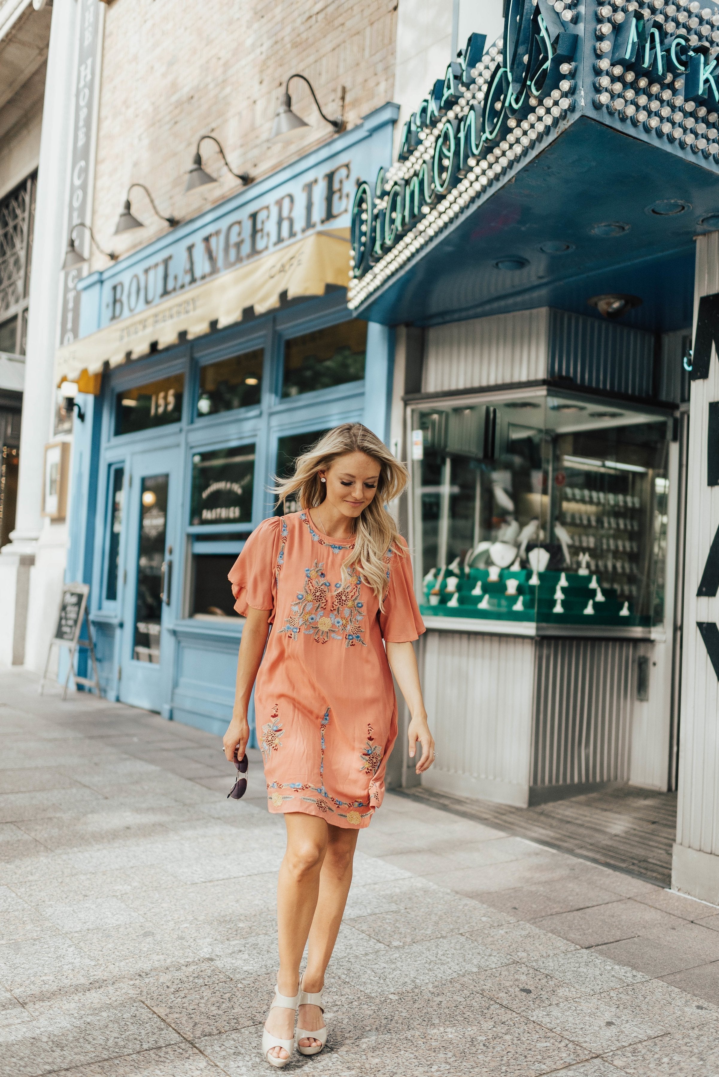 Summer Romance Embroidered Dress In Blush