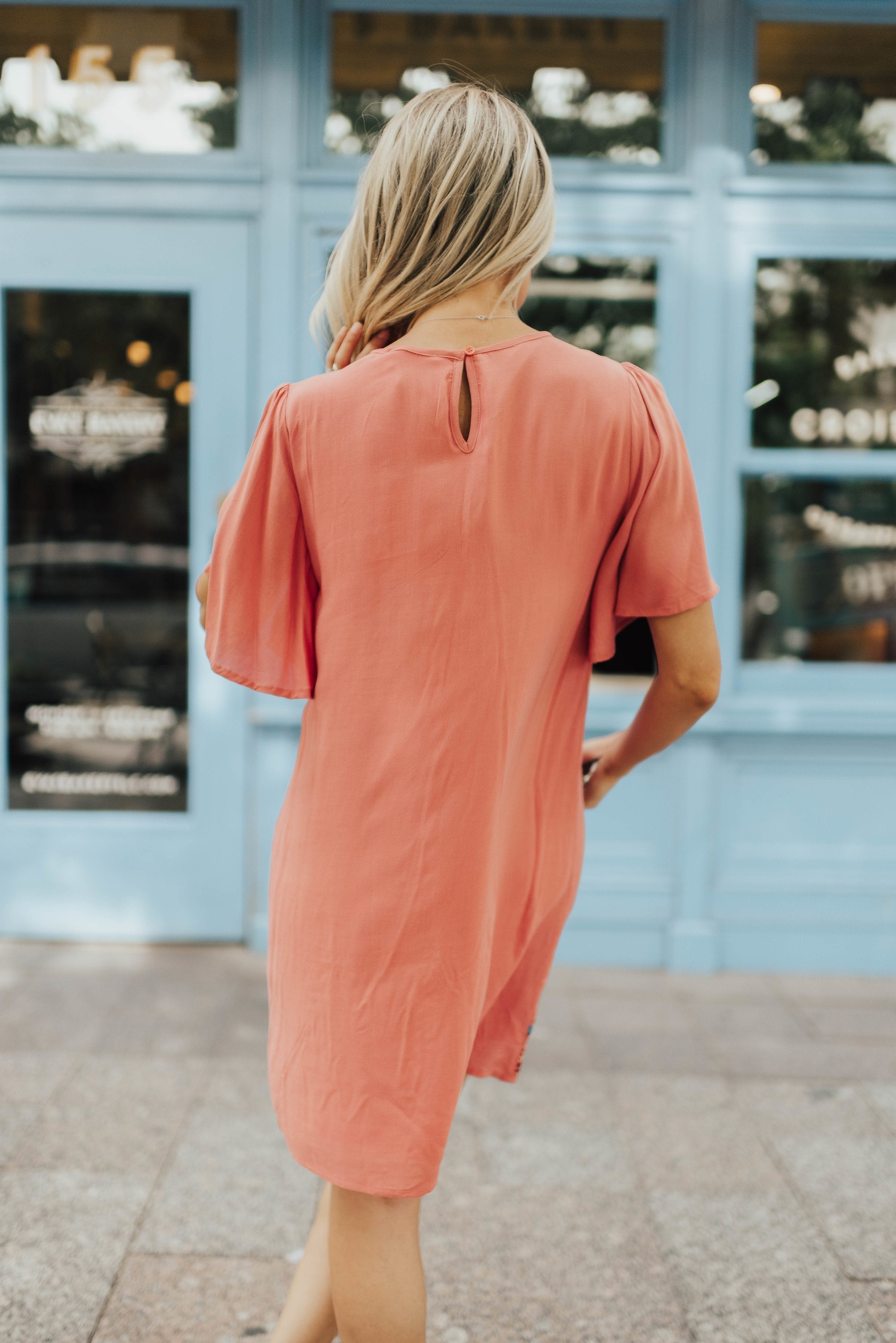 Summer Romance Embroidered Dress In Blush