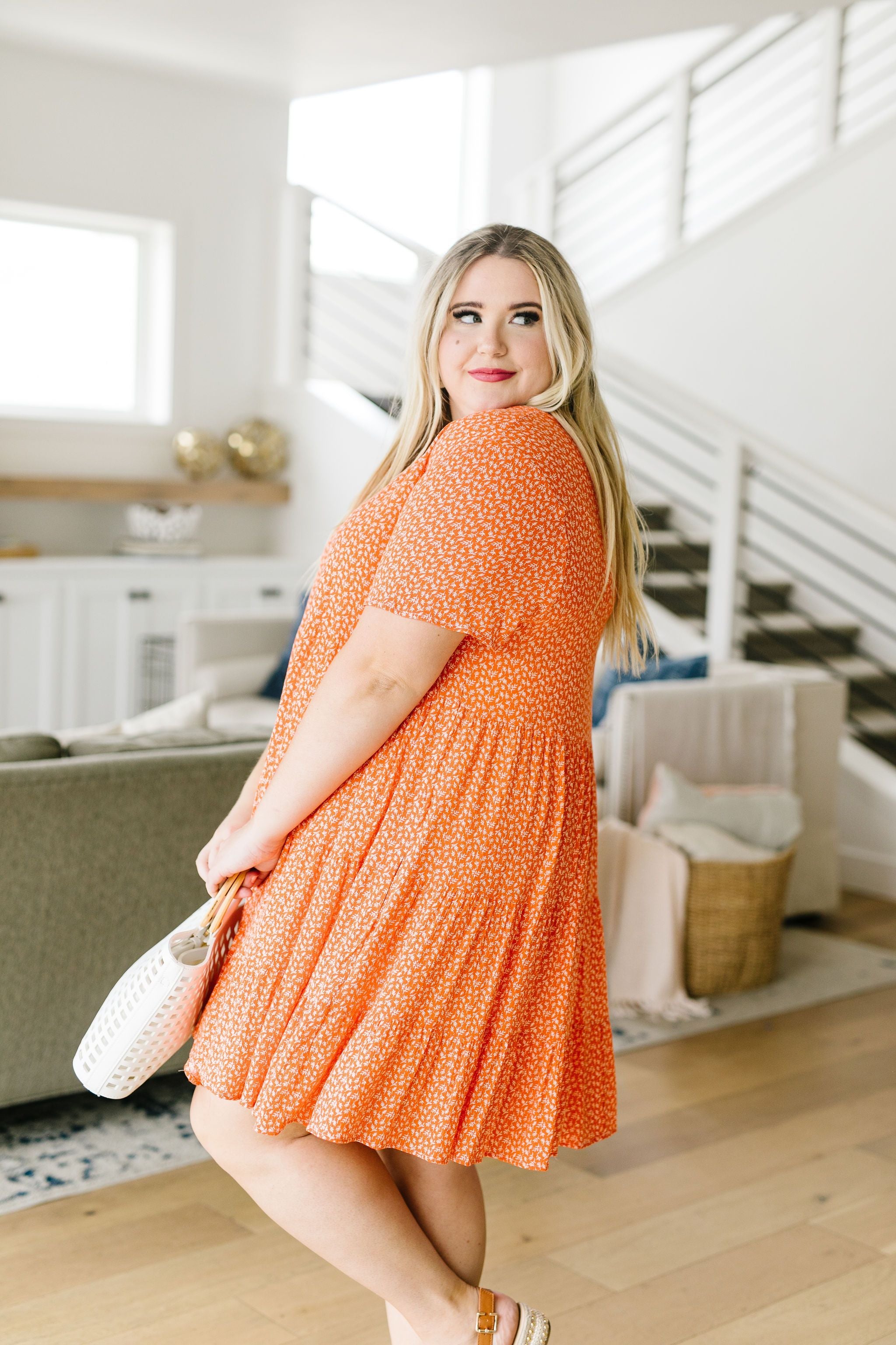 Summertime Button-Down Dress In Coral