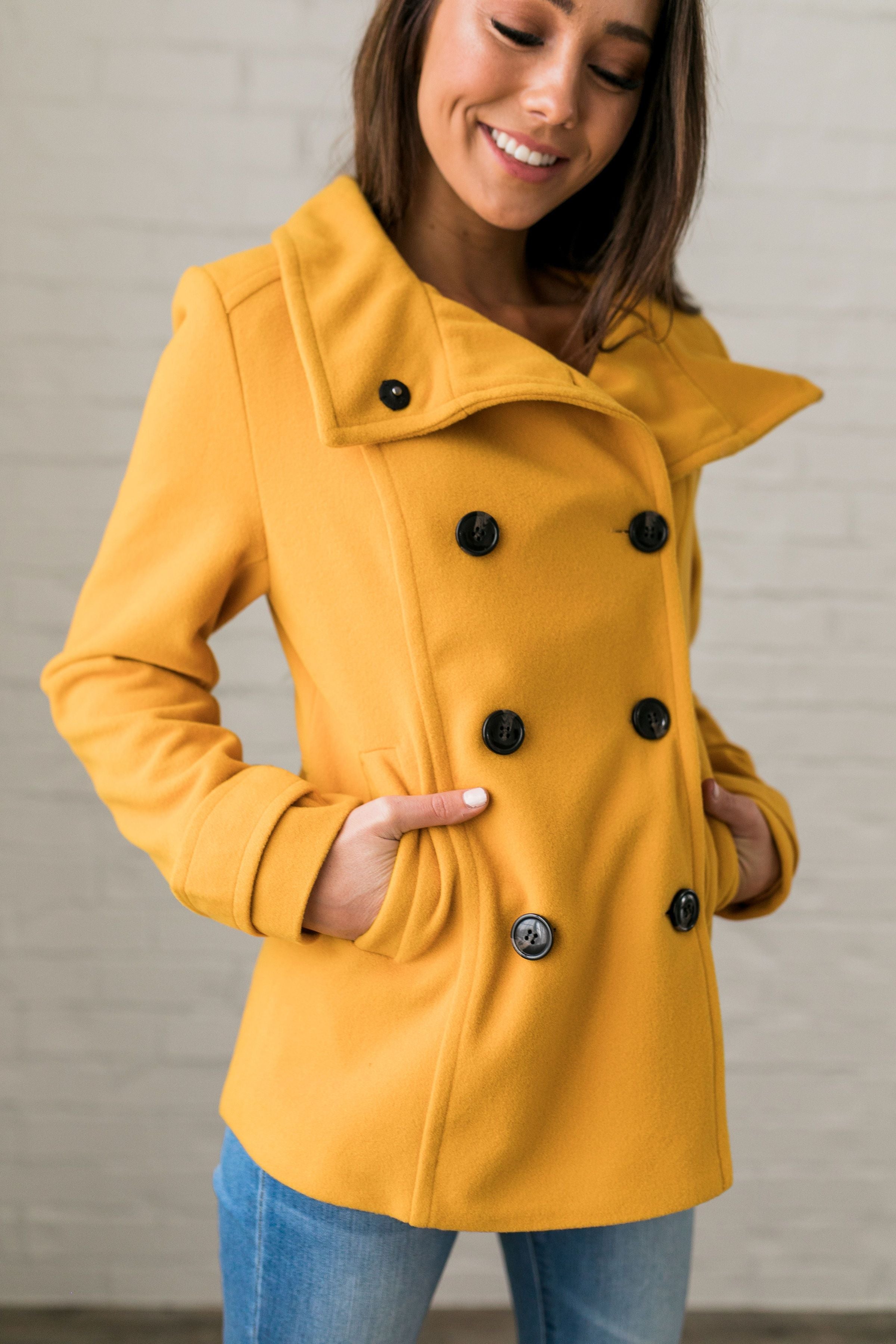 Sunshine Yellow Peacoat - ALL SALES FINAL