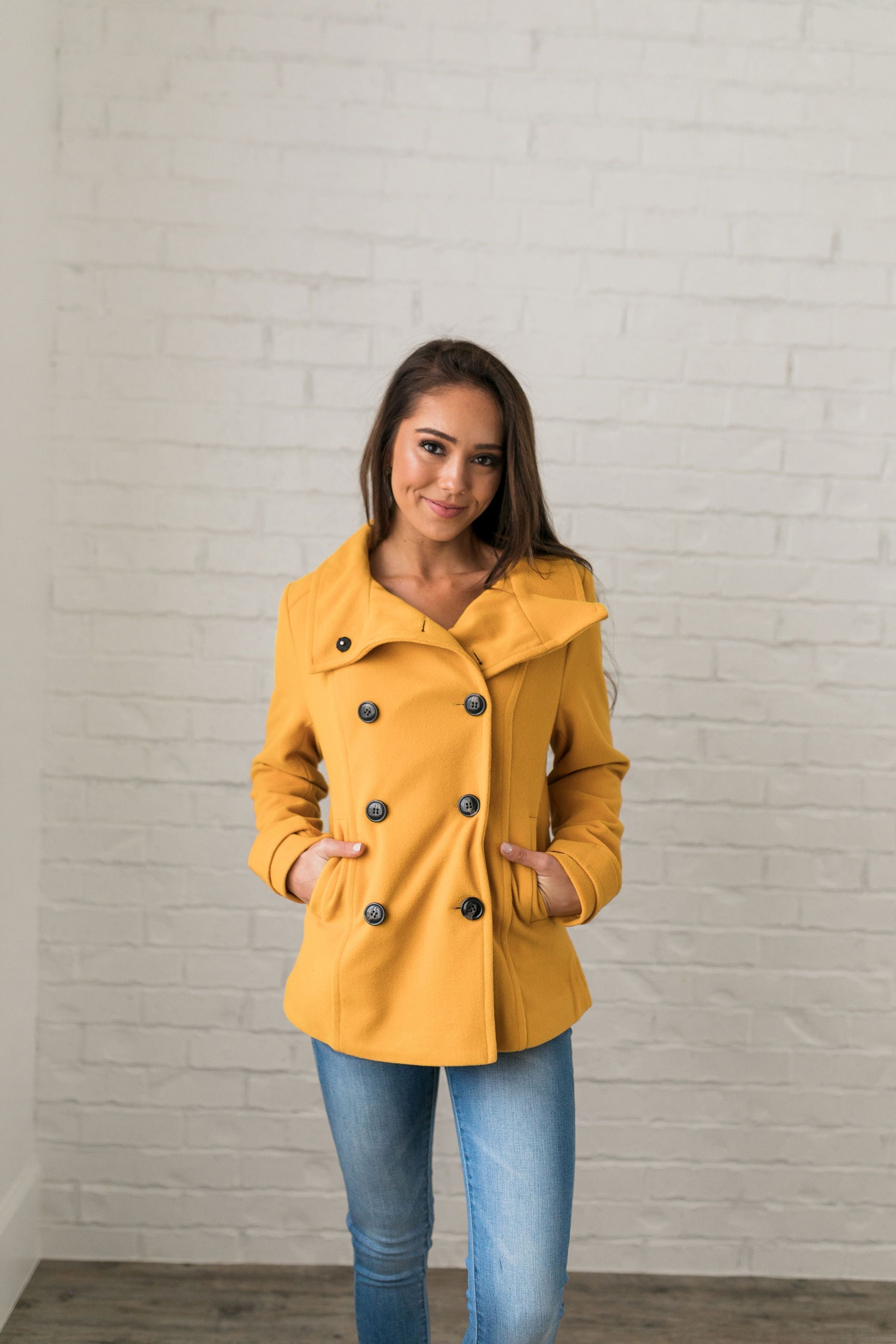 Sunshine Yellow Peacoat - ALL SALES FINAL