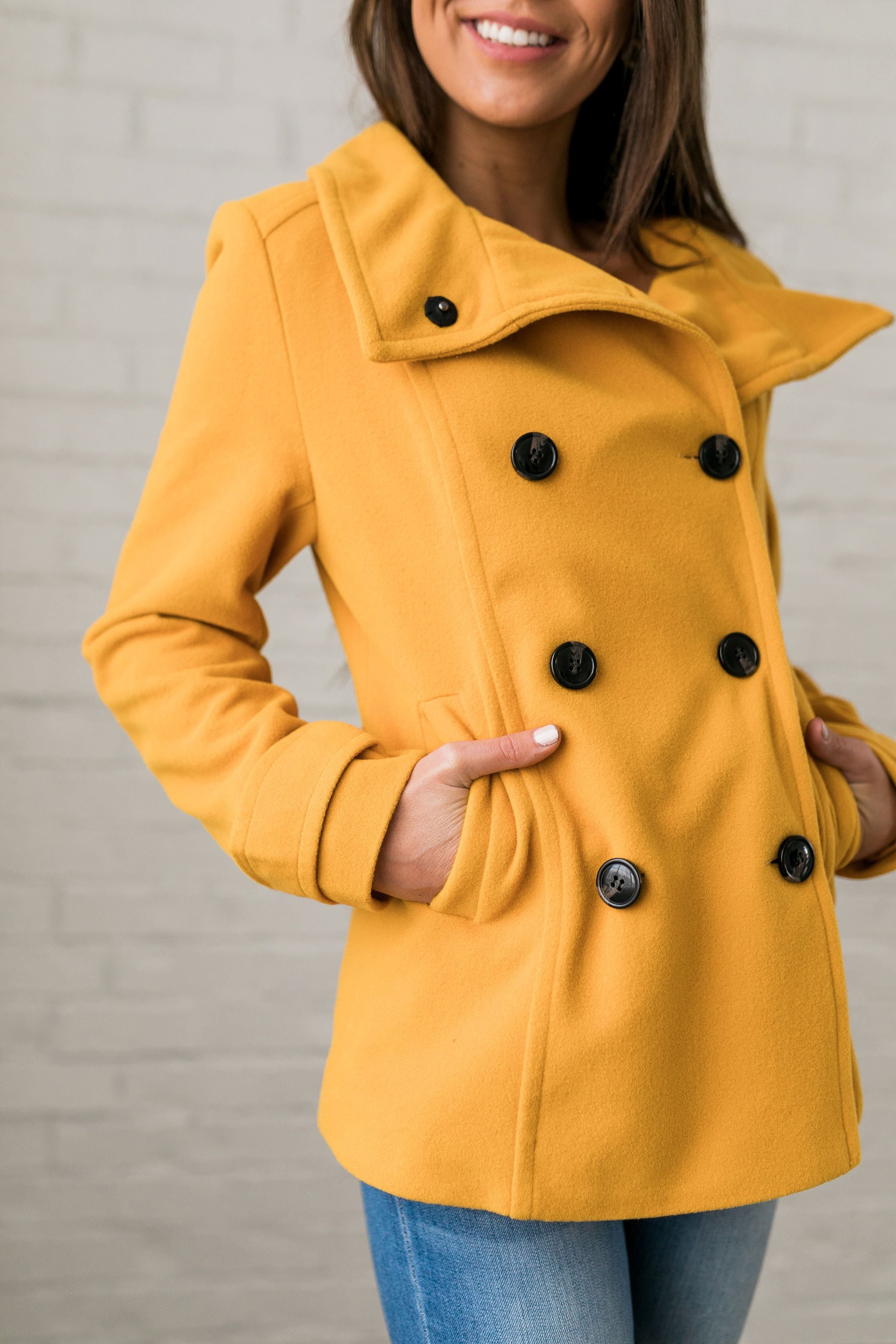 Sunshine Yellow Peacoat - ALL SALES FINAL