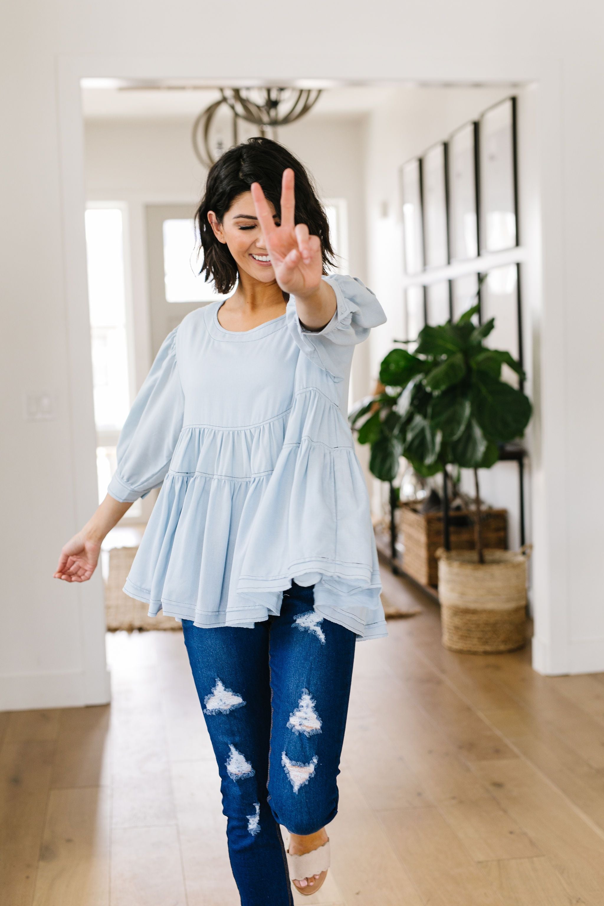 Sweetheart Baby Blue Blouse
