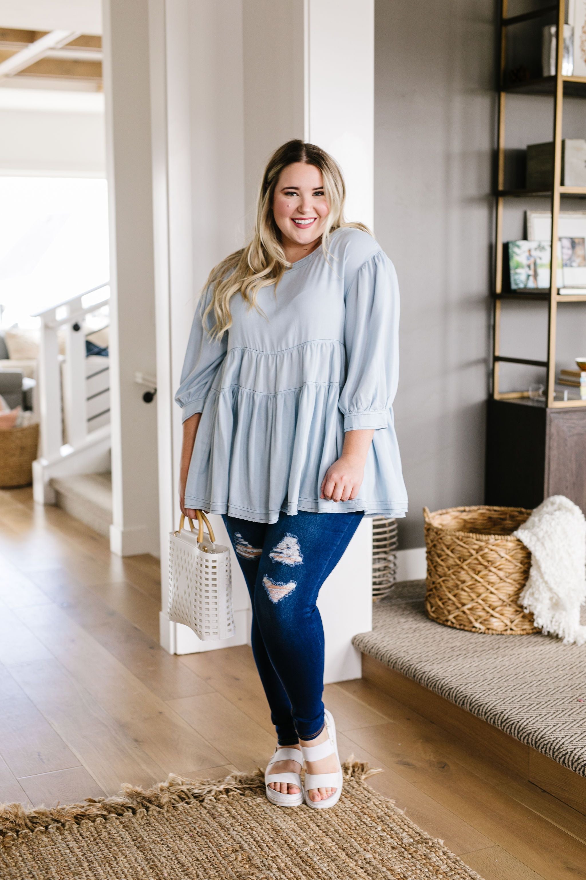 Sweetheart Baby Blue Blouse