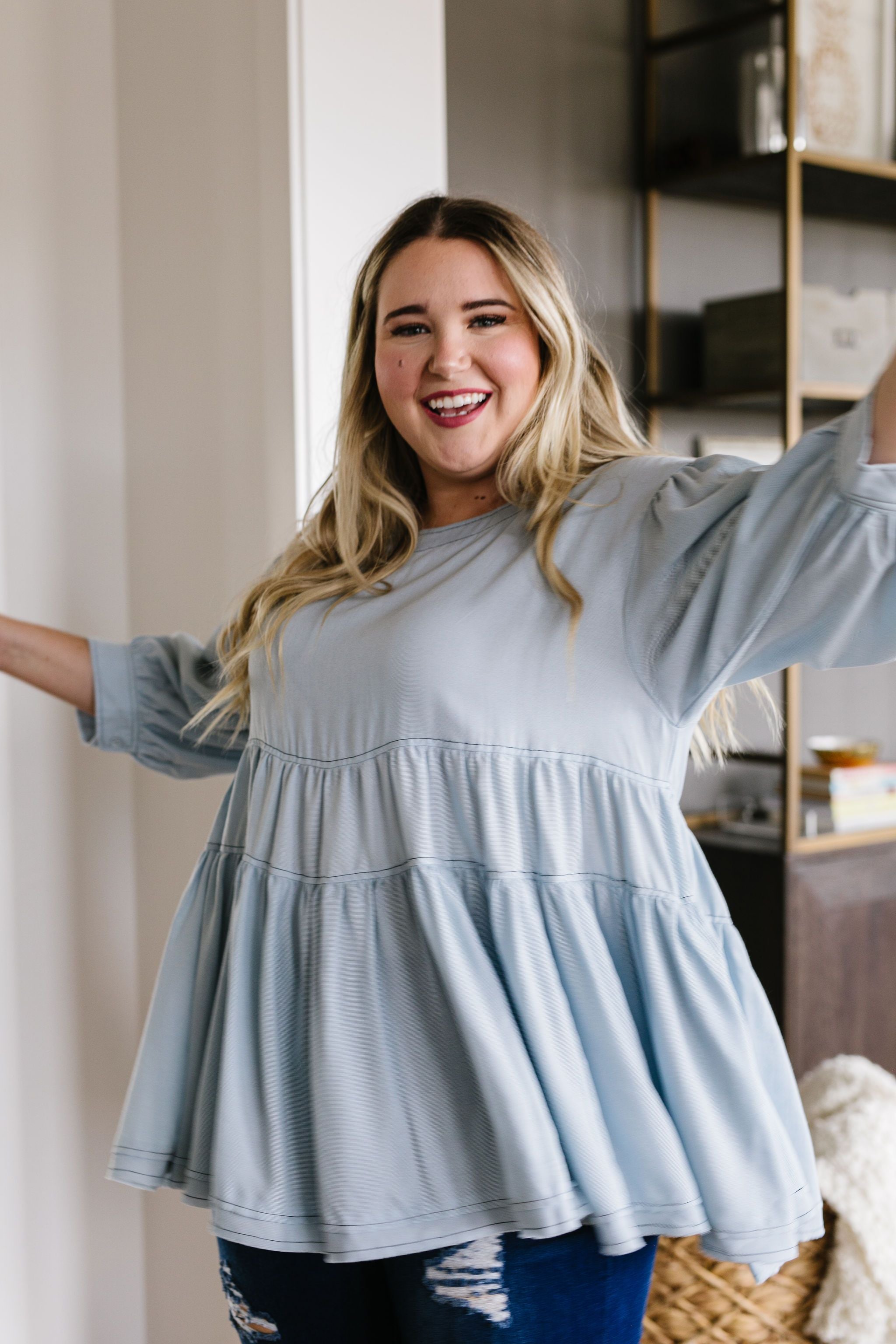 Sweetheart Baby Blue Blouse