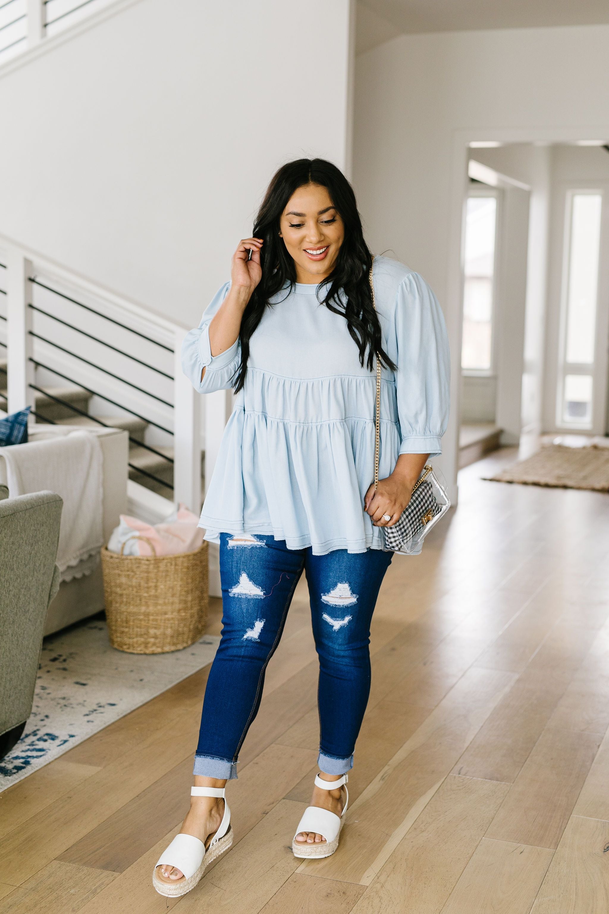 Sweetheart Baby Blue Blouse