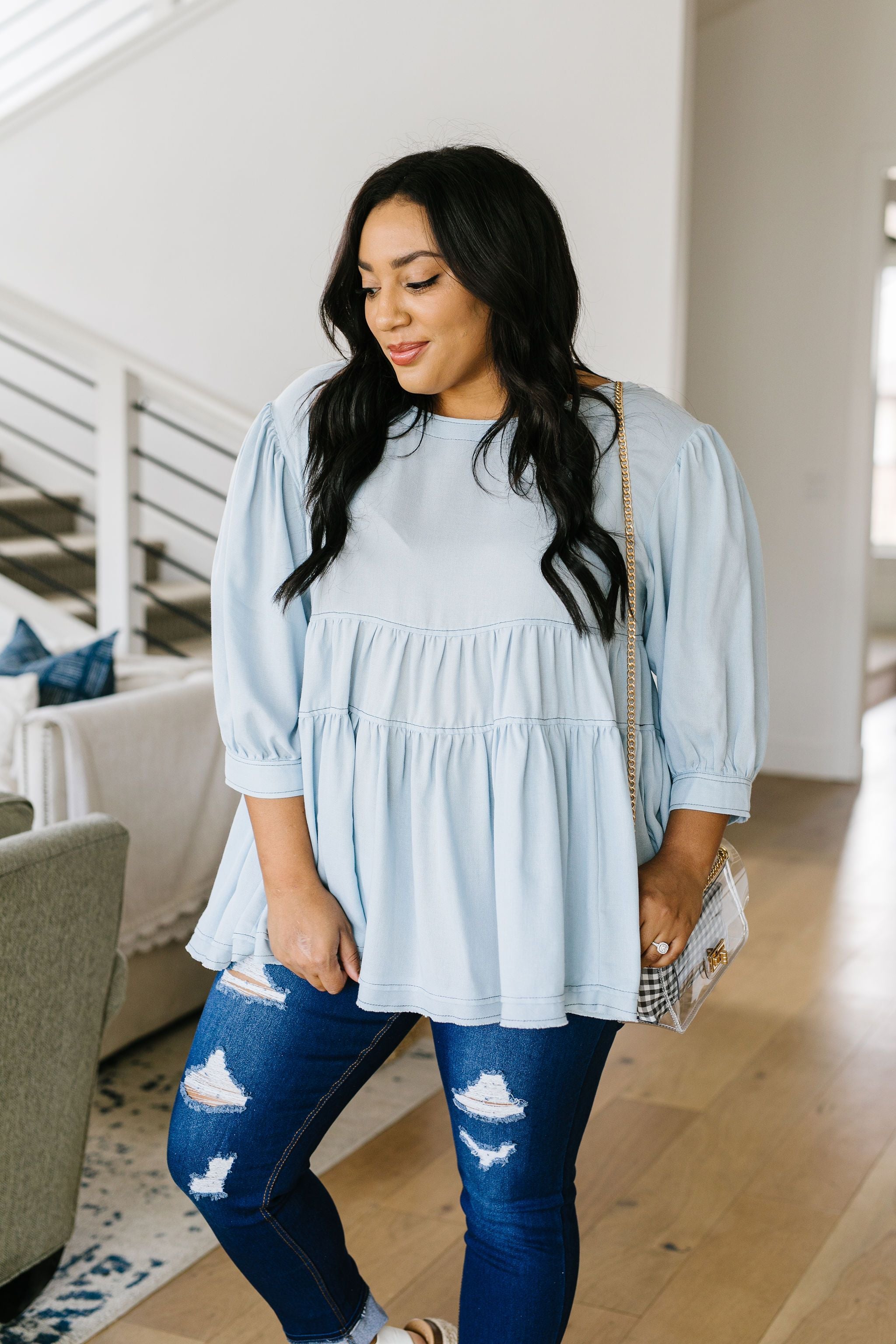 Sweetheart Baby Blue Blouse