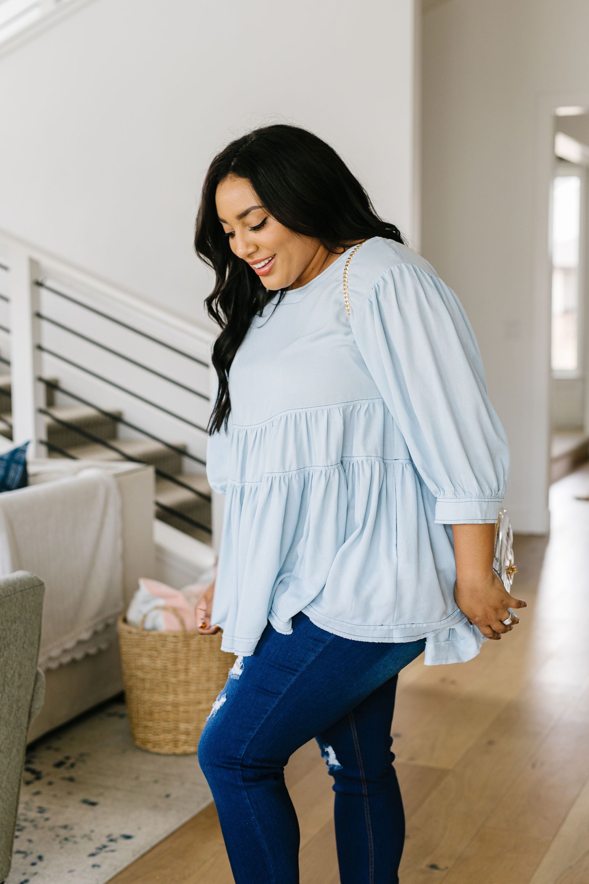 Sweetheart Baby Blue Blouse