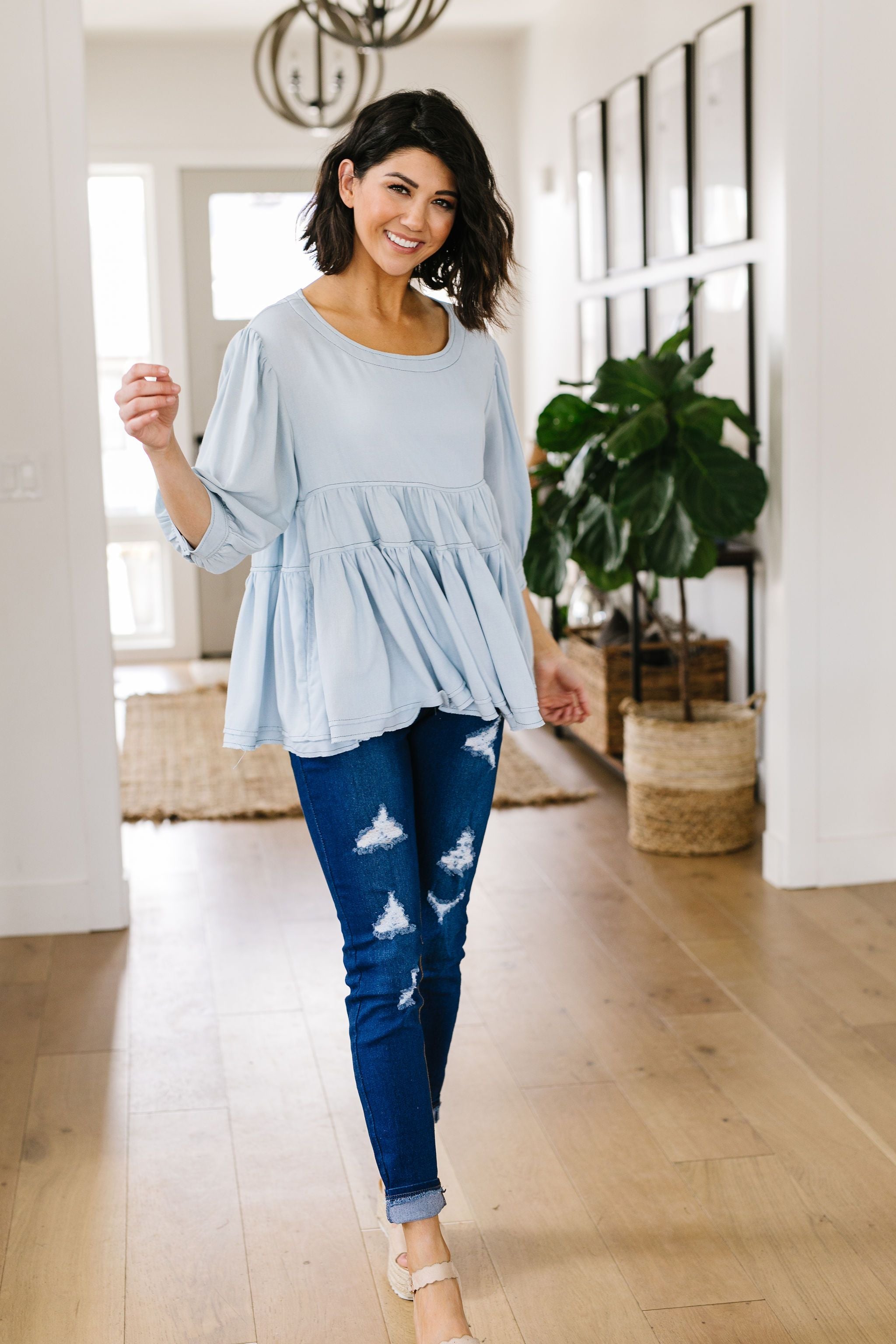 Sweetheart Baby Blue Blouse