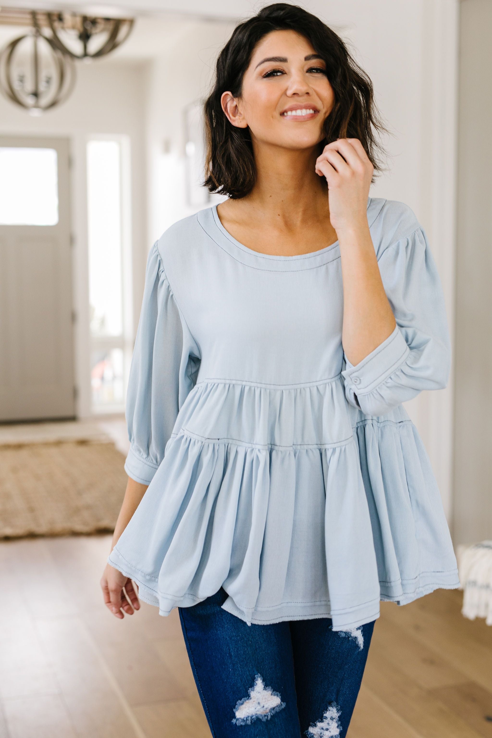 Sweetheart Baby Blue Blouse