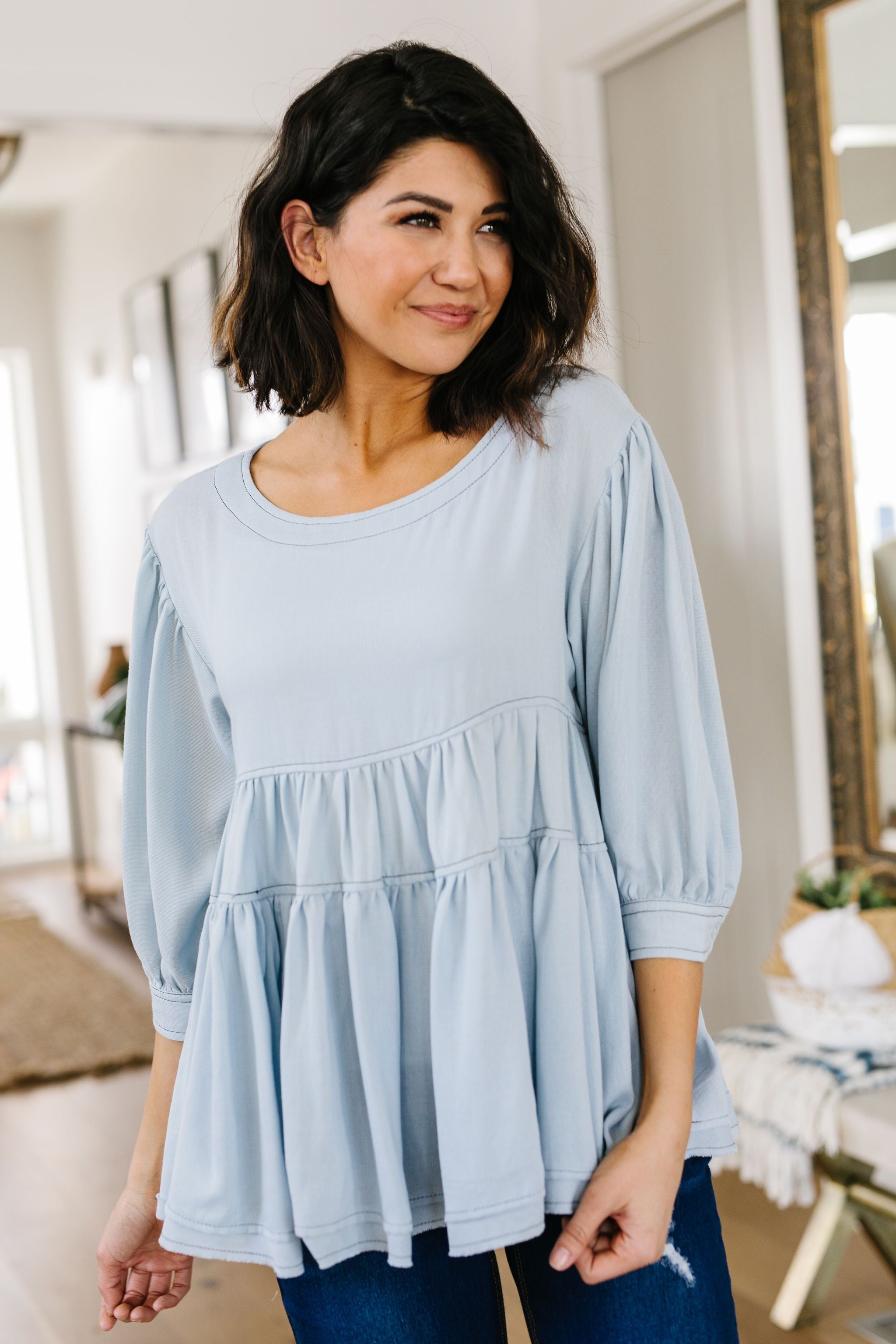 Sweetheart Baby Blue Blouse