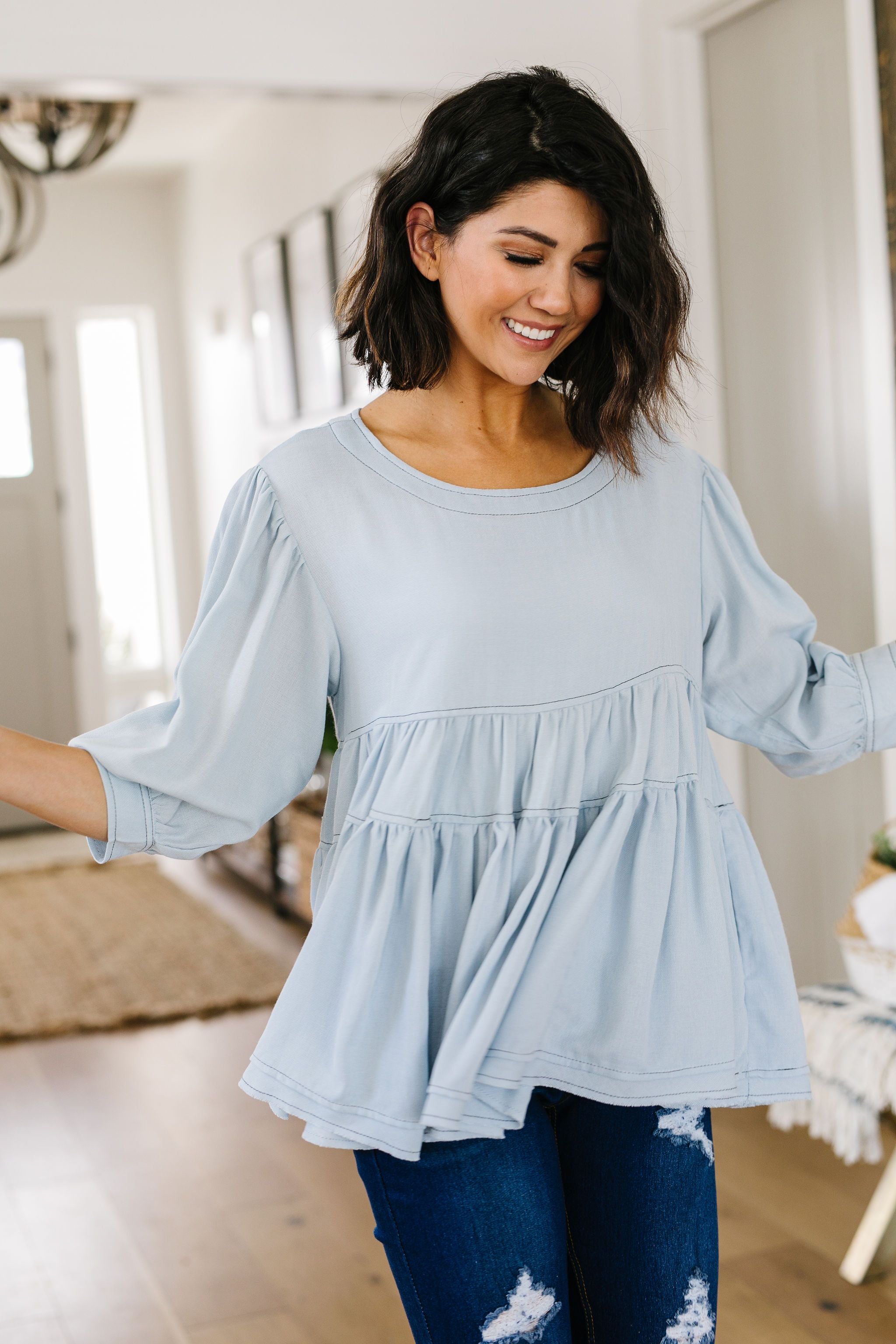 Sweetheart Baby Blue Blouse