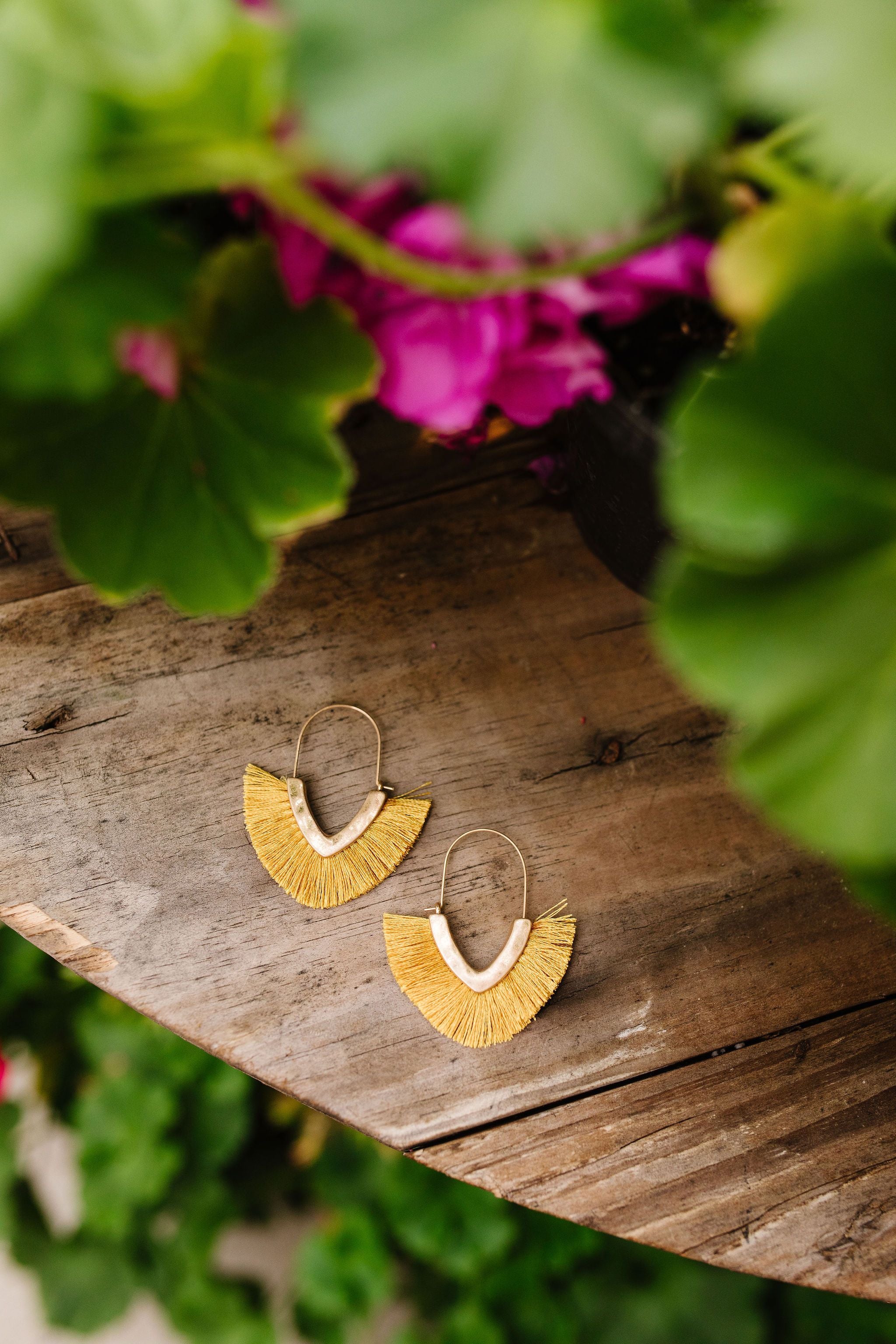 Tasseled V Earrings In Honey
