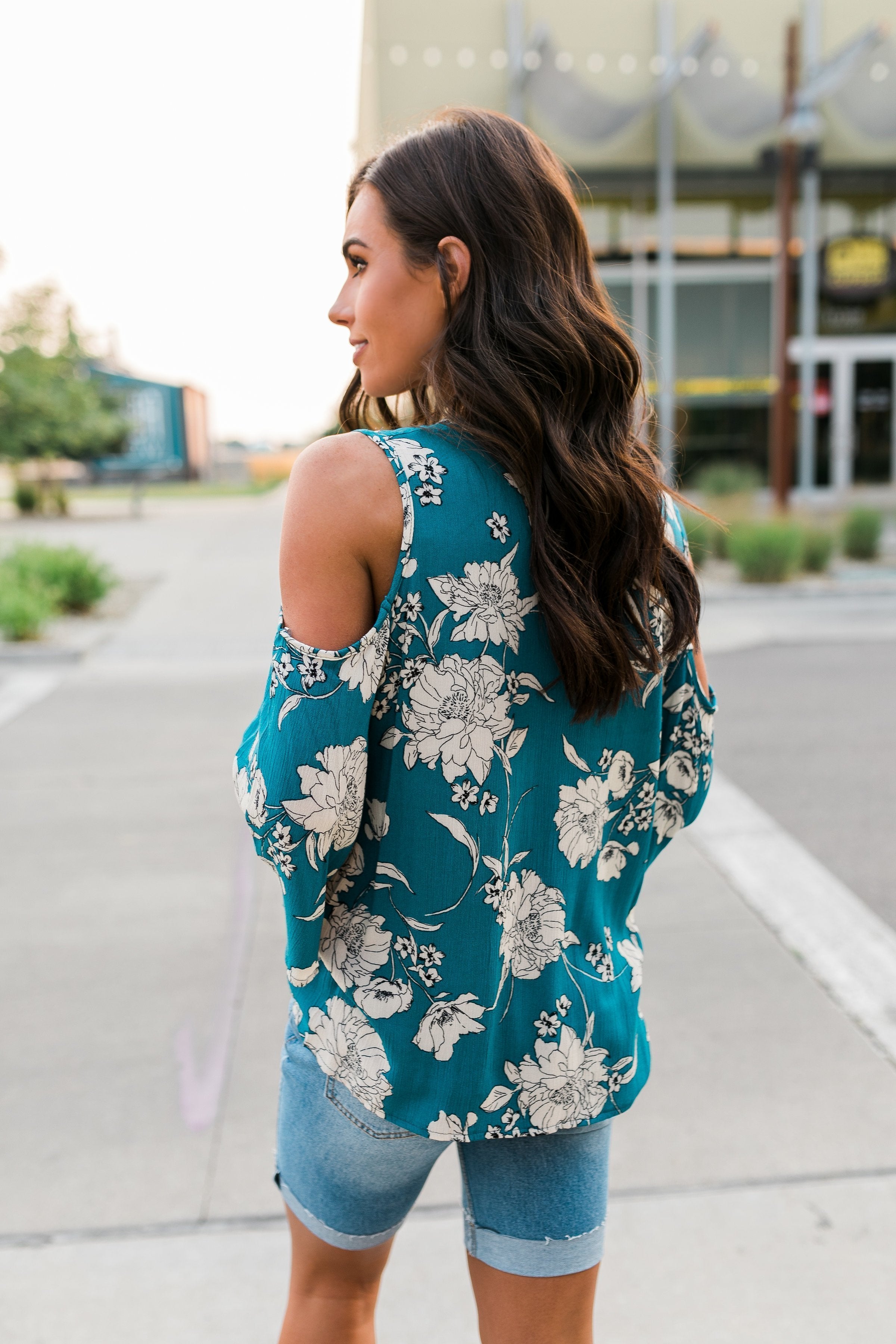 Teal Magnolia Top