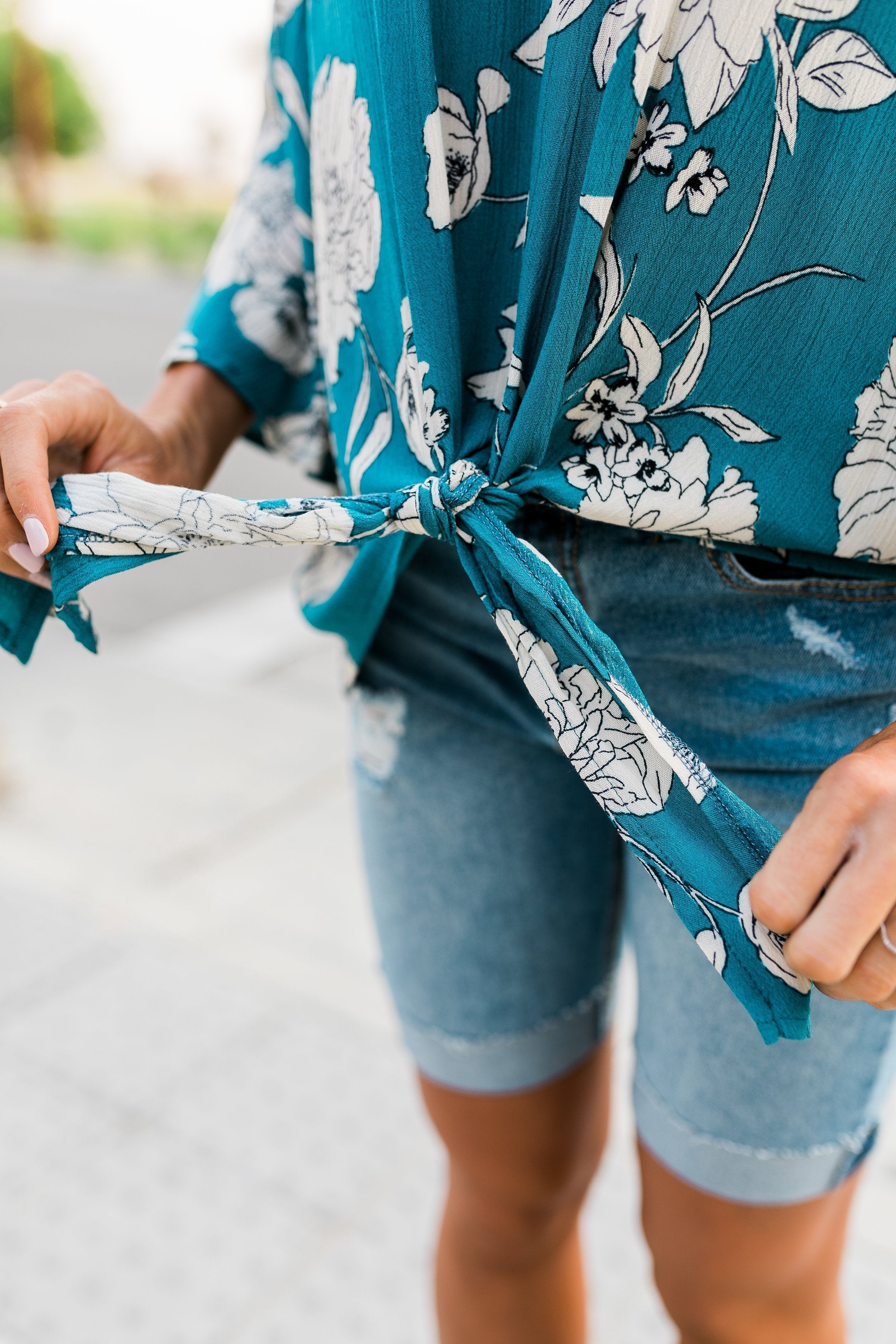 Teal Magnolia Top