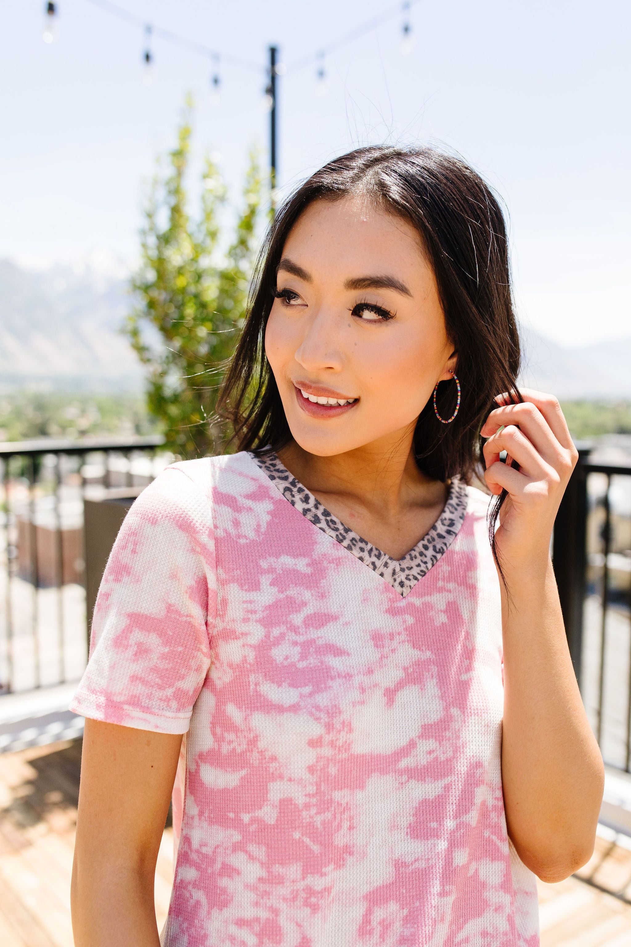 Tessa Tie Dye Top In Pink
