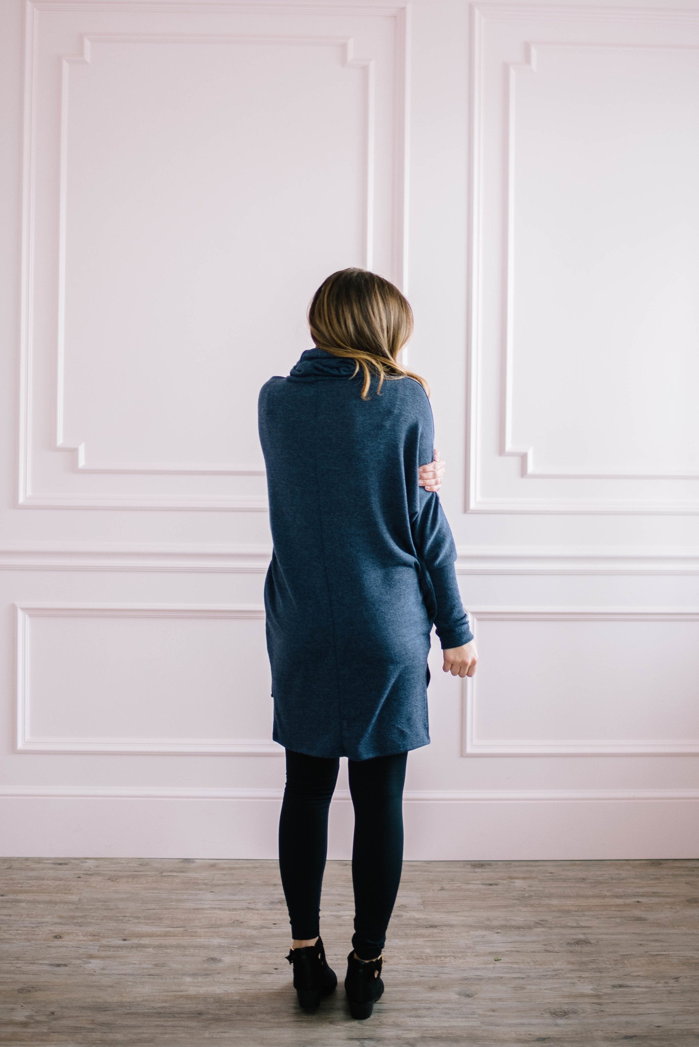The Brighton Cowl Neck Tunic in Denim Blue