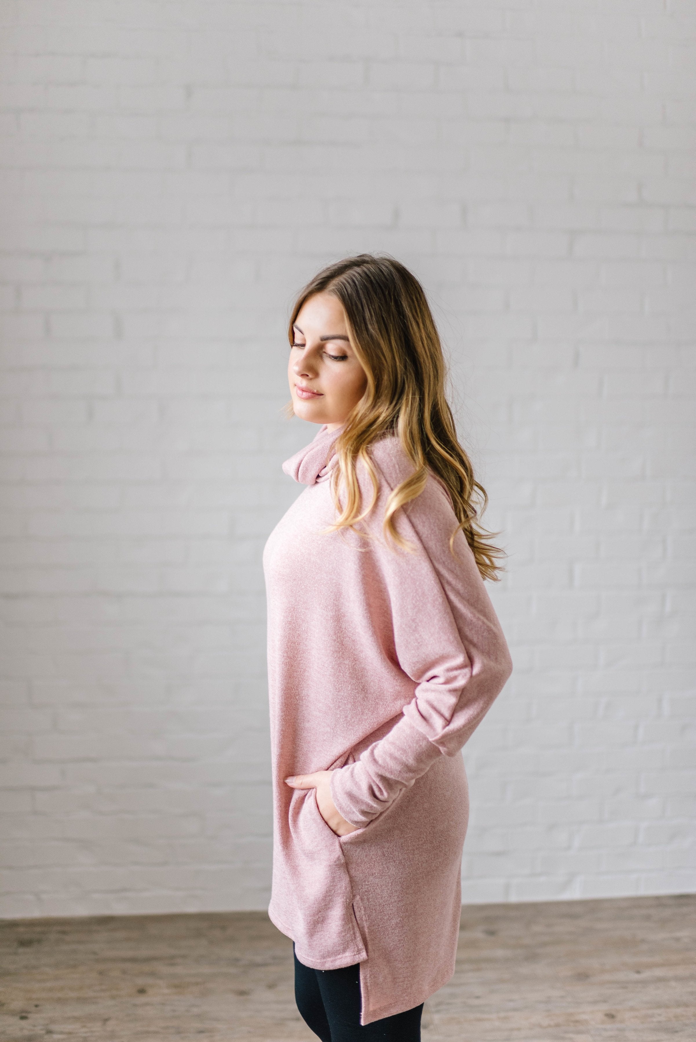 The Brighton Cowl Neck Tunic in Mauve