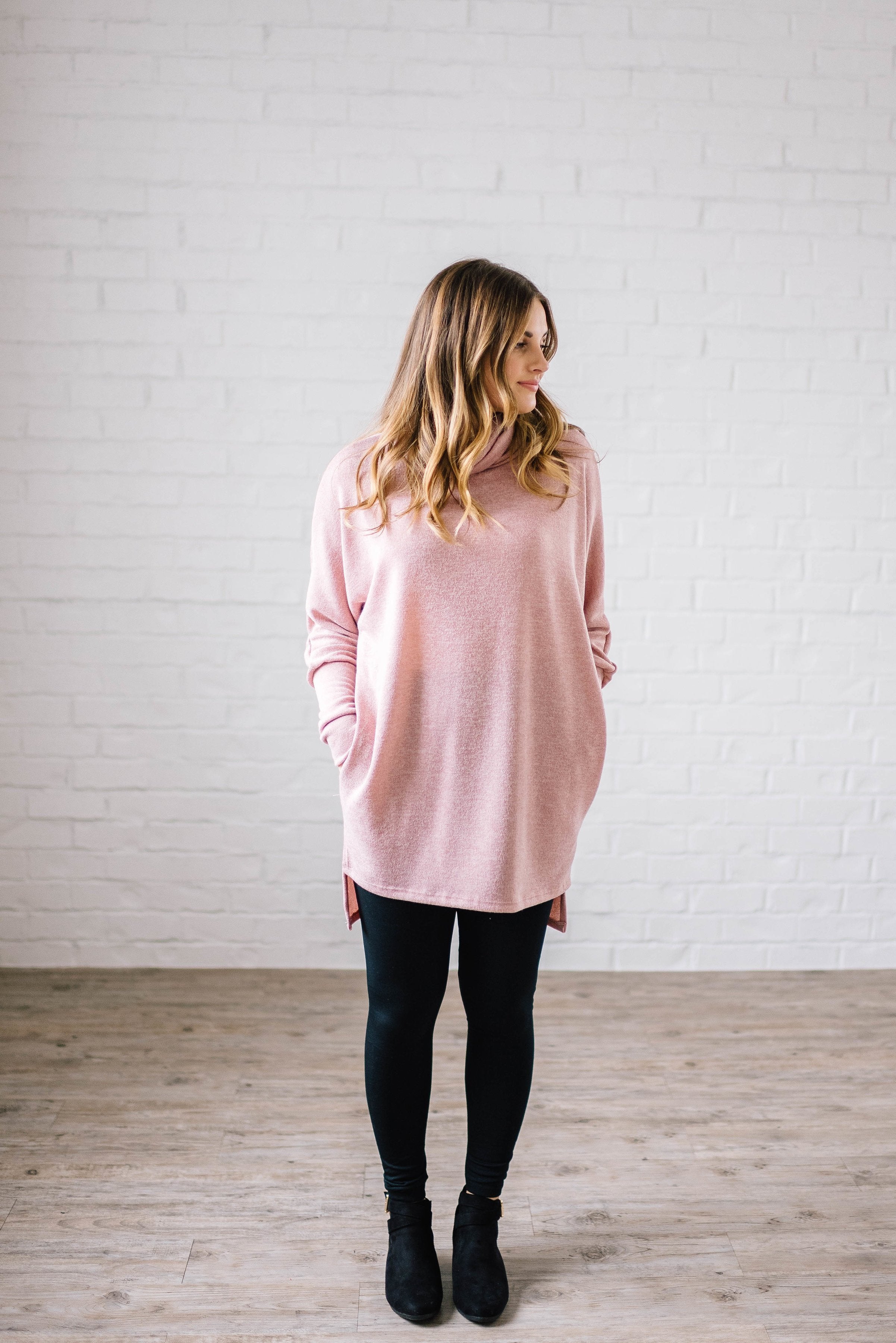 The Brighton Cowl Neck Tunic in Mauve