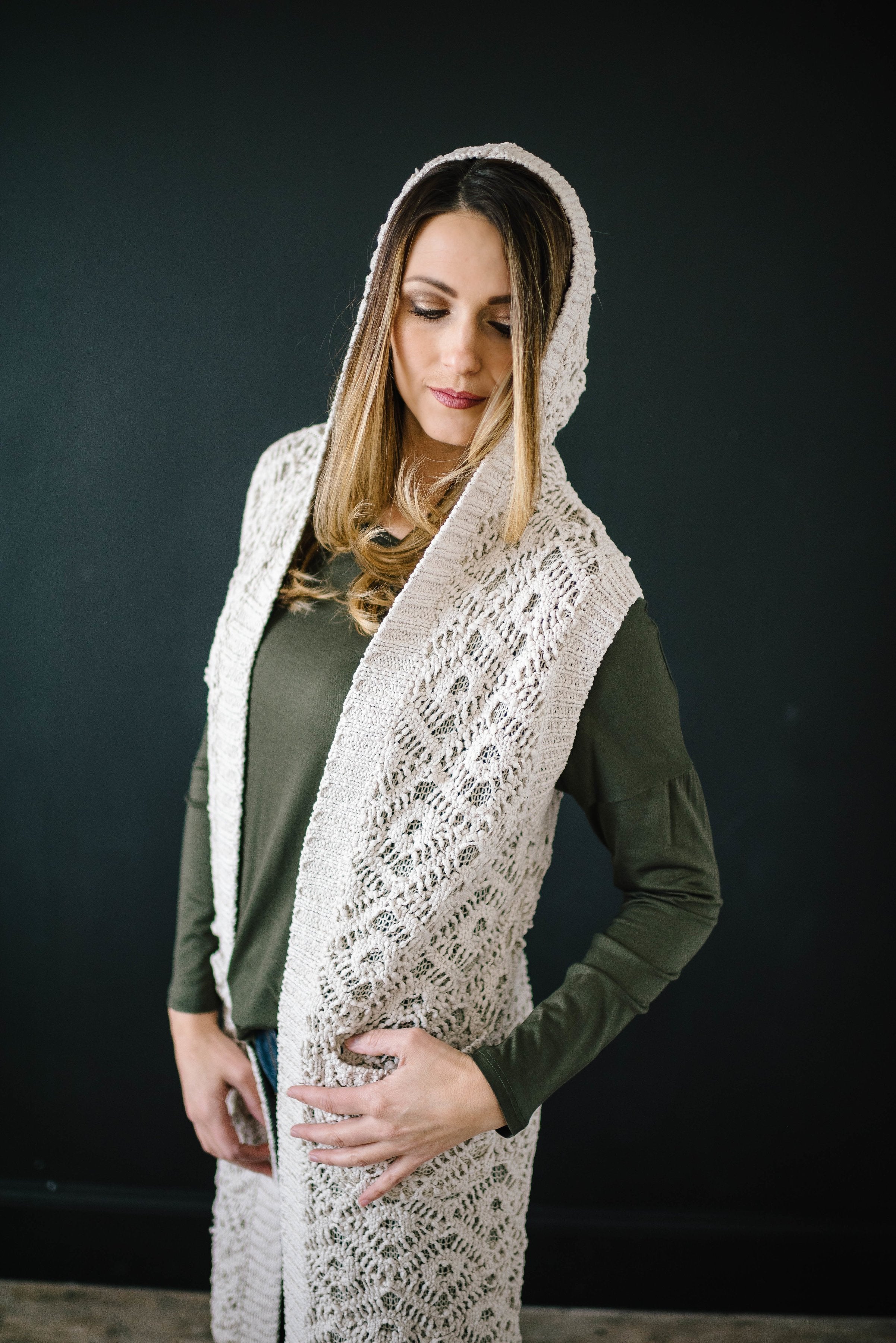 The Haley Hooded Sweater Vest in Oatmeal