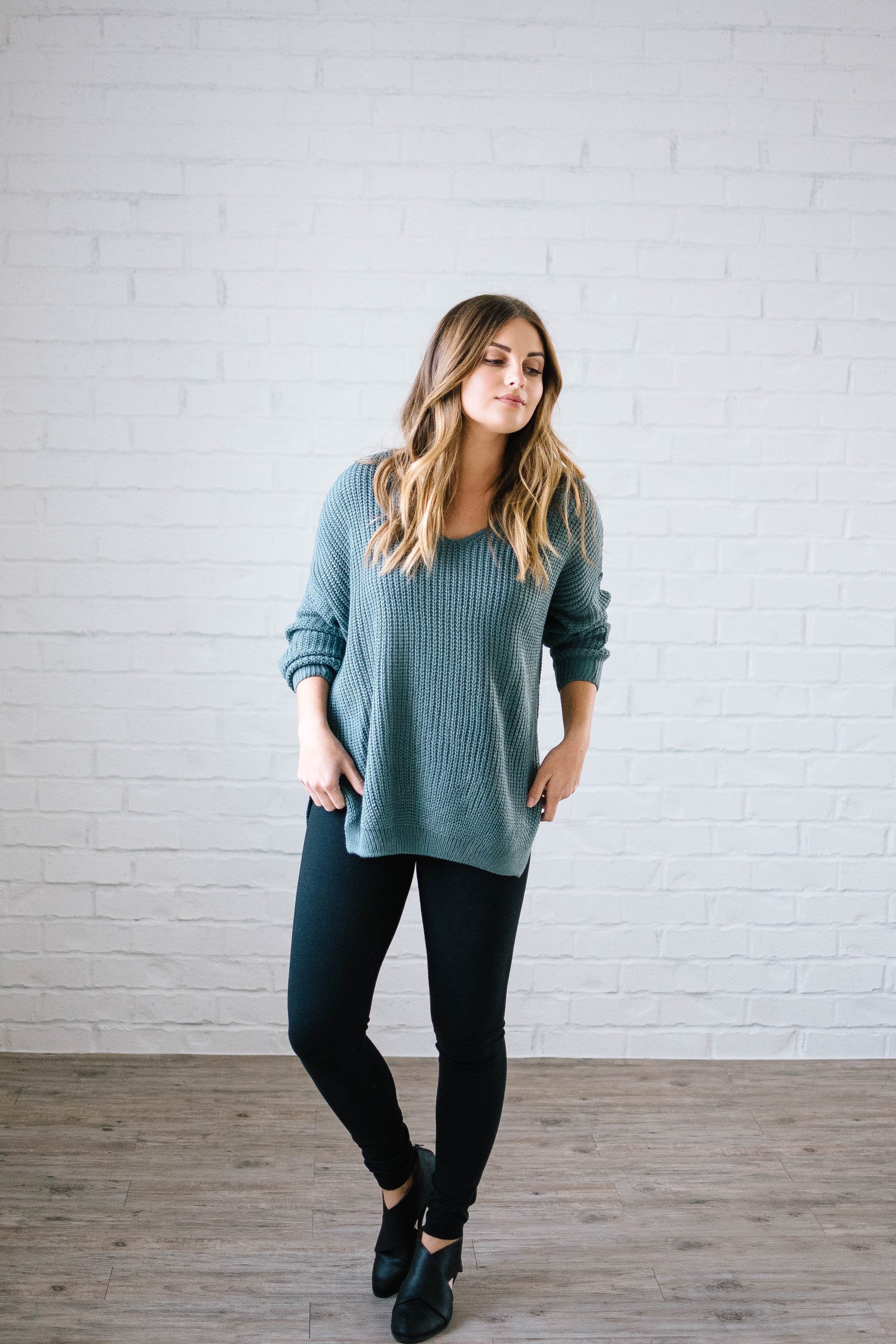 The Hayden Knit Sweater in Seafoam